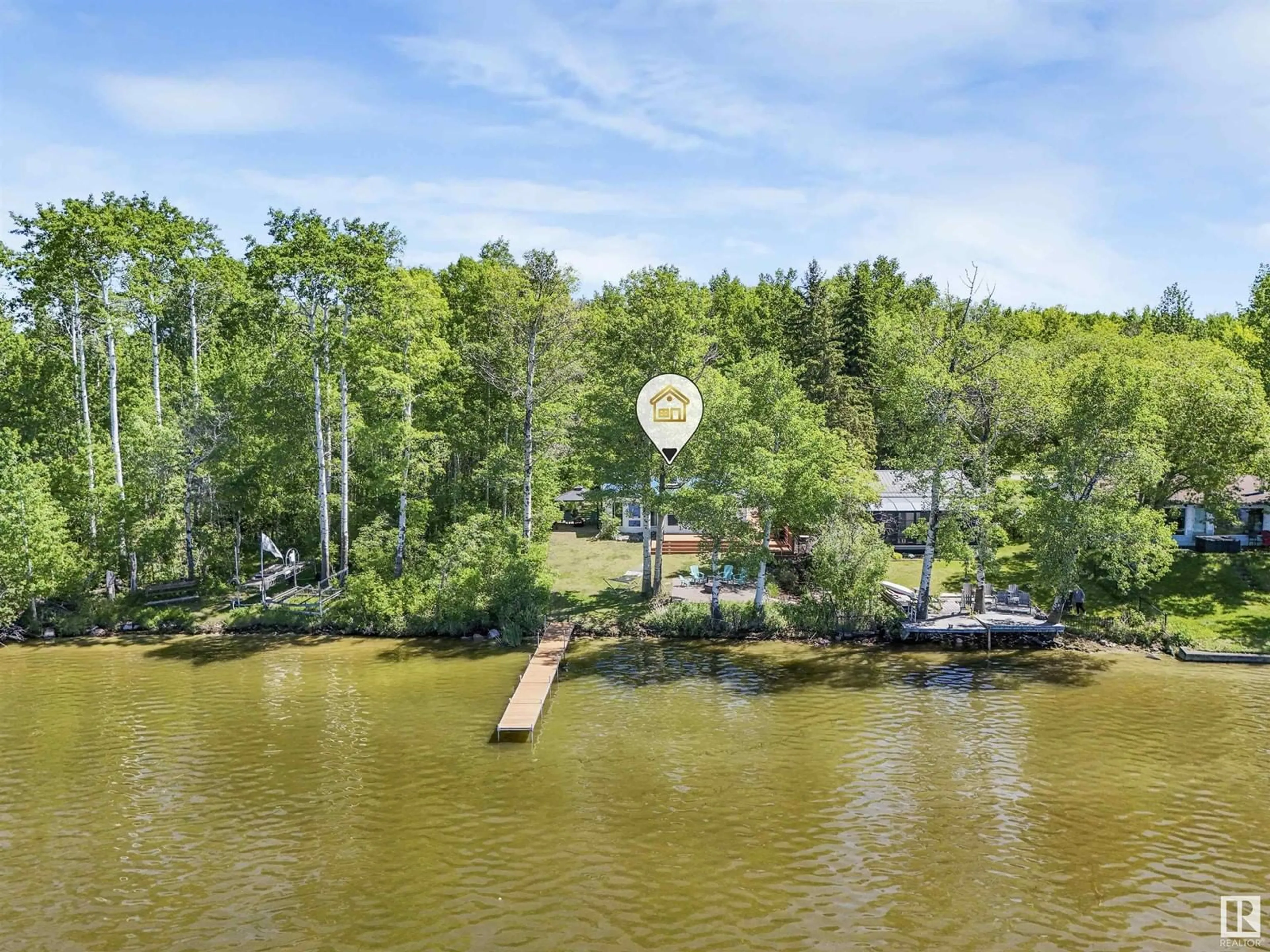 A pic from outside/outdoor area/front of a property/back of a property/a pic from drone, water/lake/river/ocean view for 13 CONIFER CR, Rural Lac Ste. Anne County Alberta T0E1H0