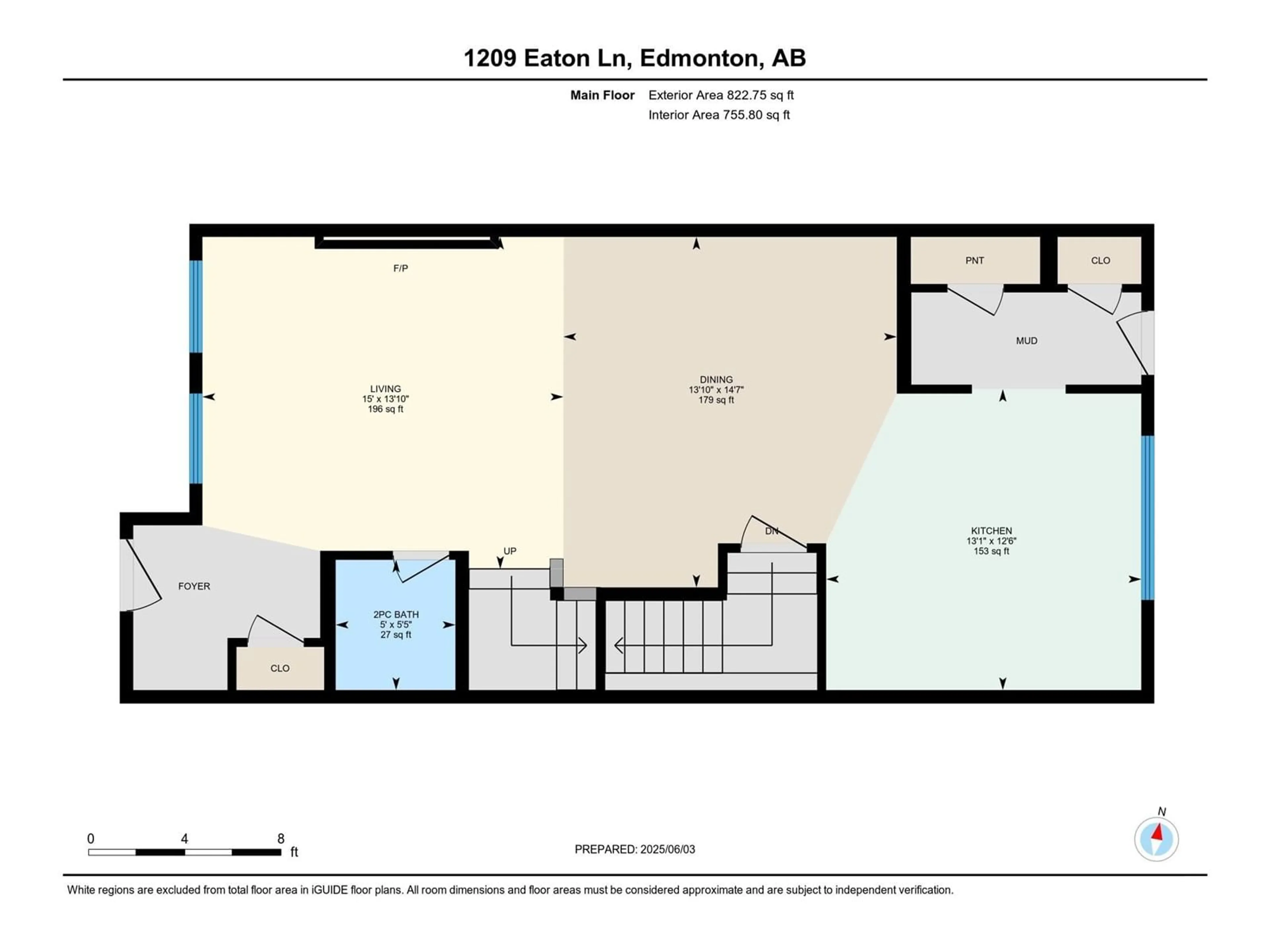 Floor plan for 1209 EATON LN, Edmonton Alberta T6M1M9