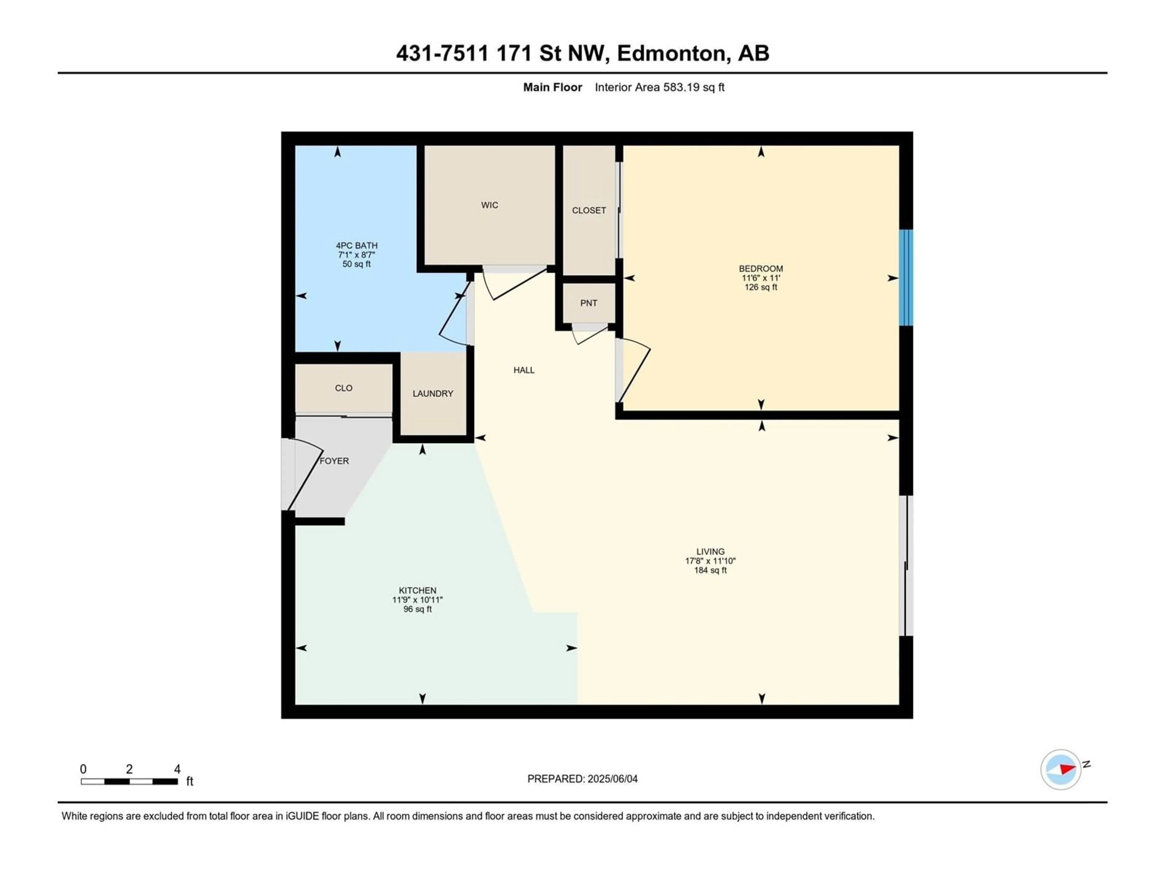 Floor plan for 7511 - 431 171 ST NW, Edmonton Alberta T5T6S7