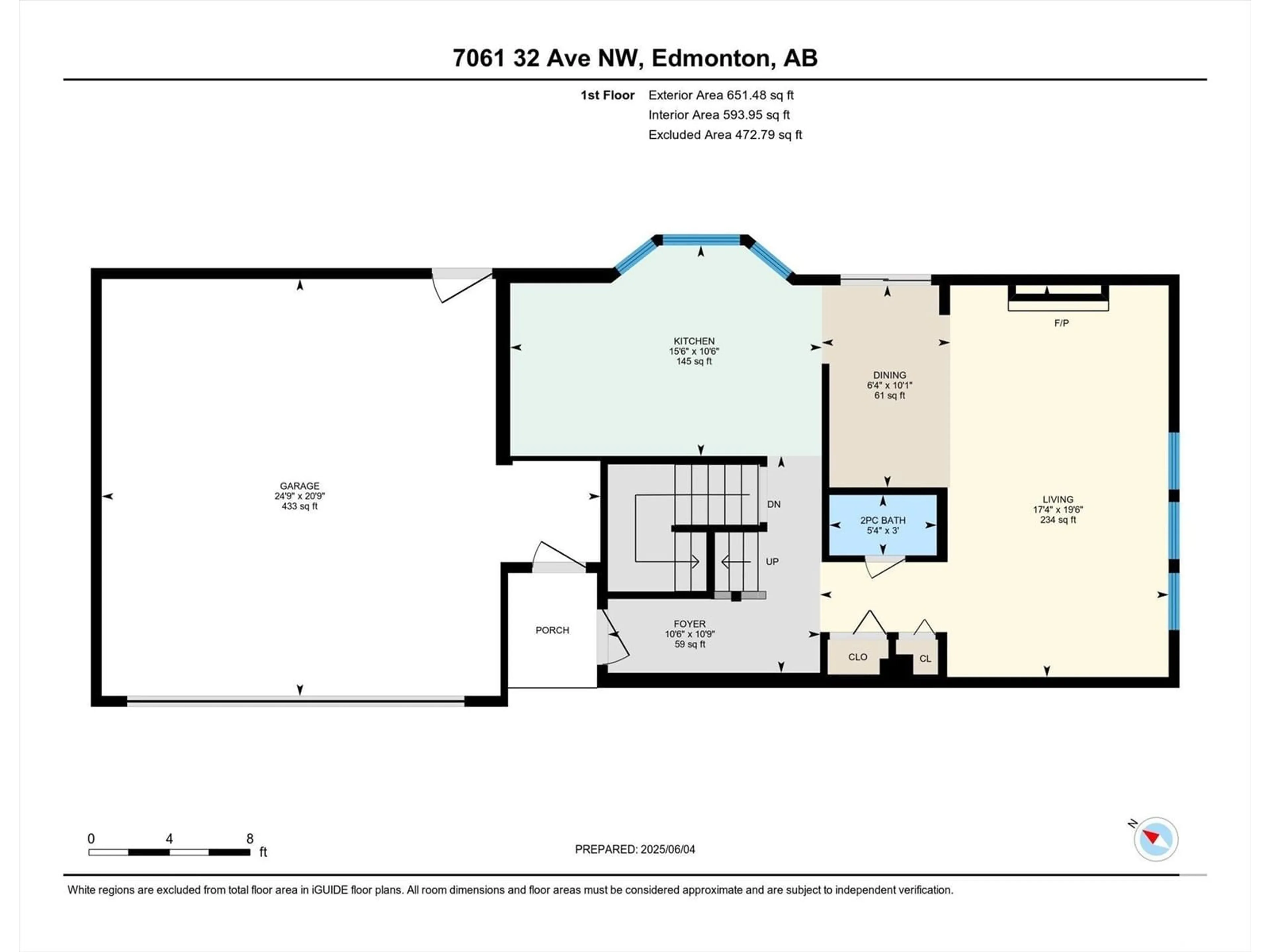 Floor plan for 7061 32 AV, Edmonton Alberta T6K2K9