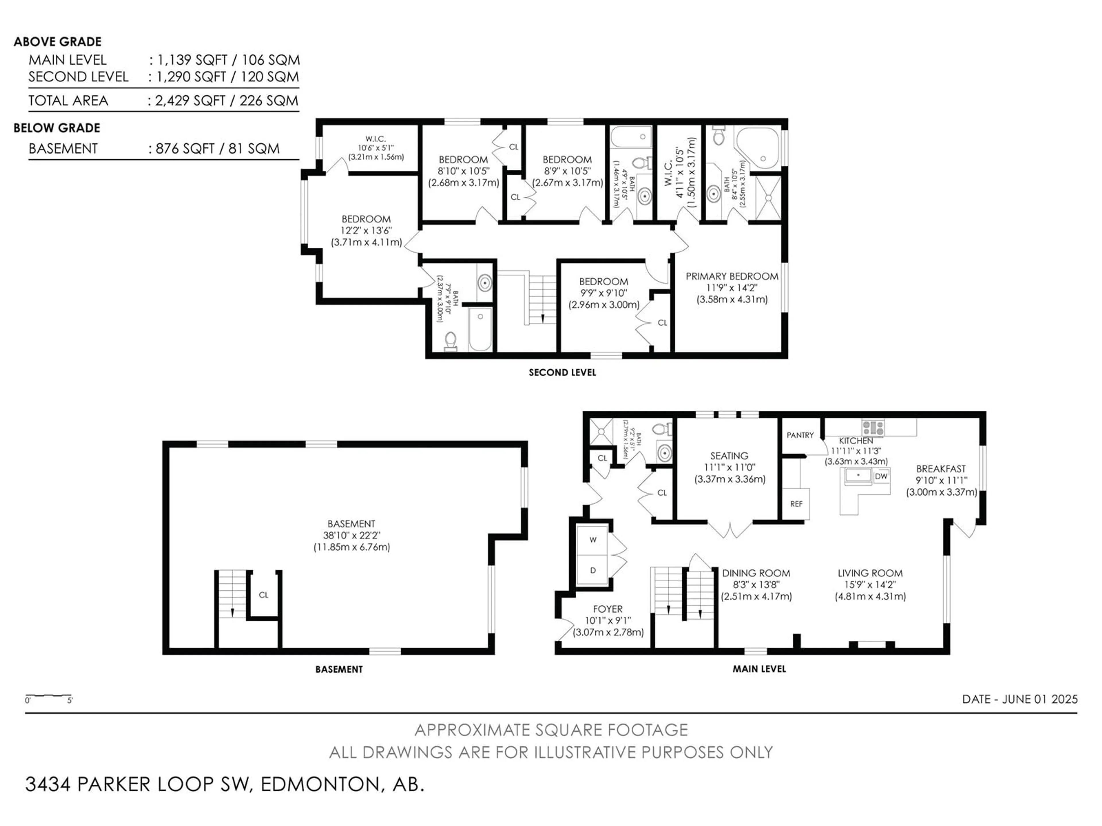Floor plan for 3434 PARKER LOOP, Edmonton Alberta T6W2W9