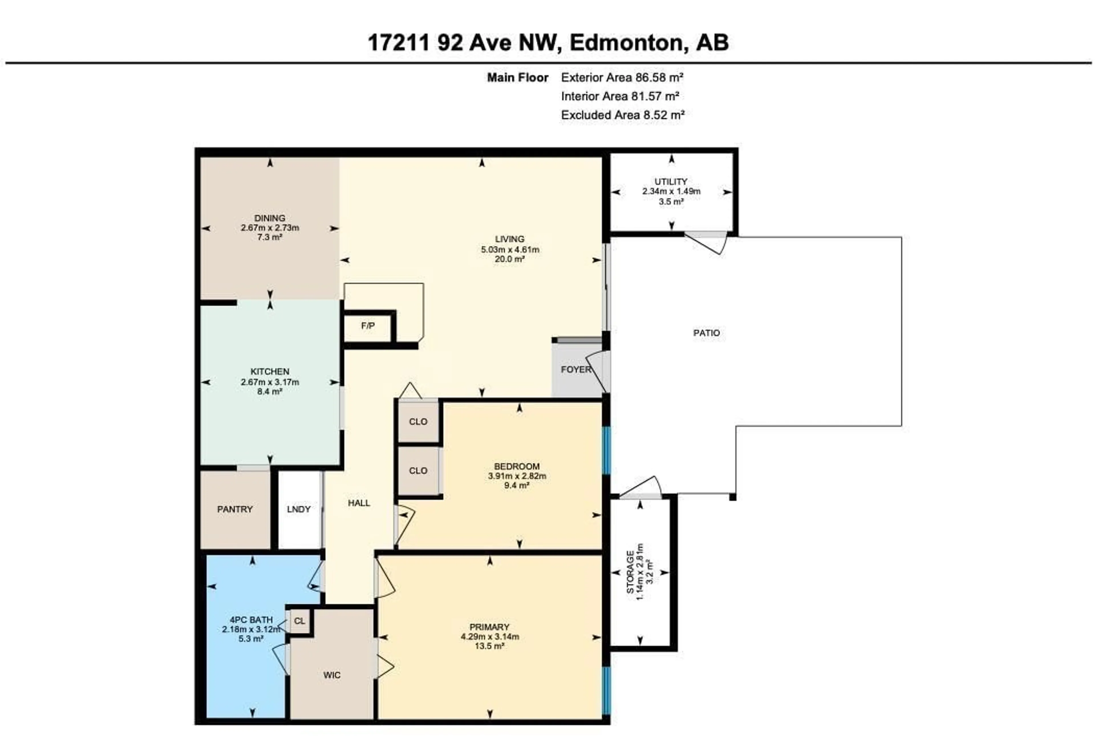 Floor plan for 17211 92 AV, Edmonton Alberta T5T3K7