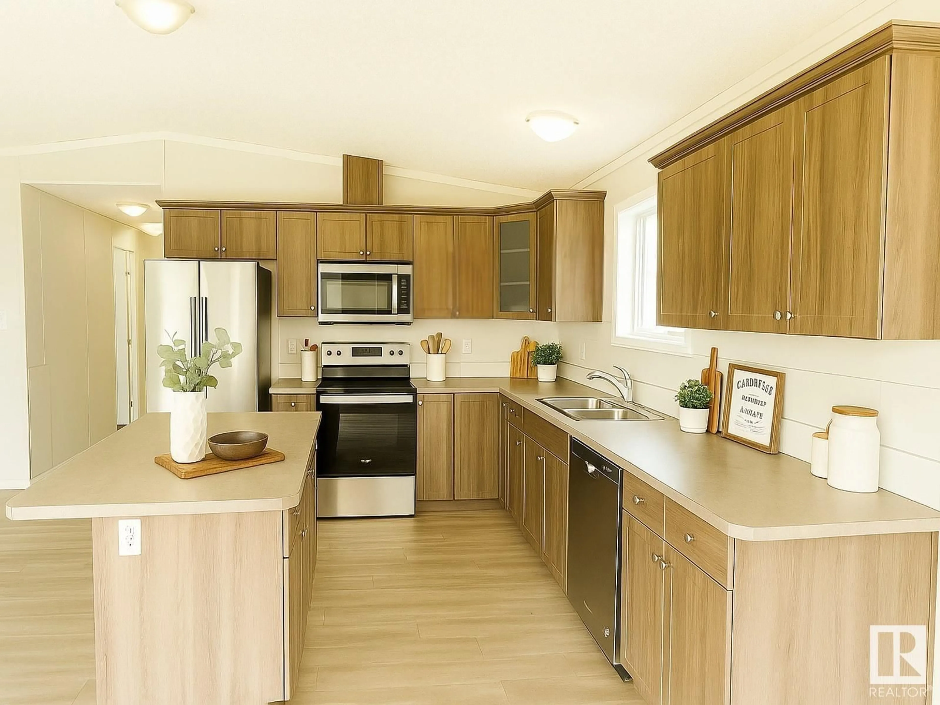 Open concept kitchen, wood/laminate floor for 74 WILLOW PARK ES, Leduc Alberta T9E5R5