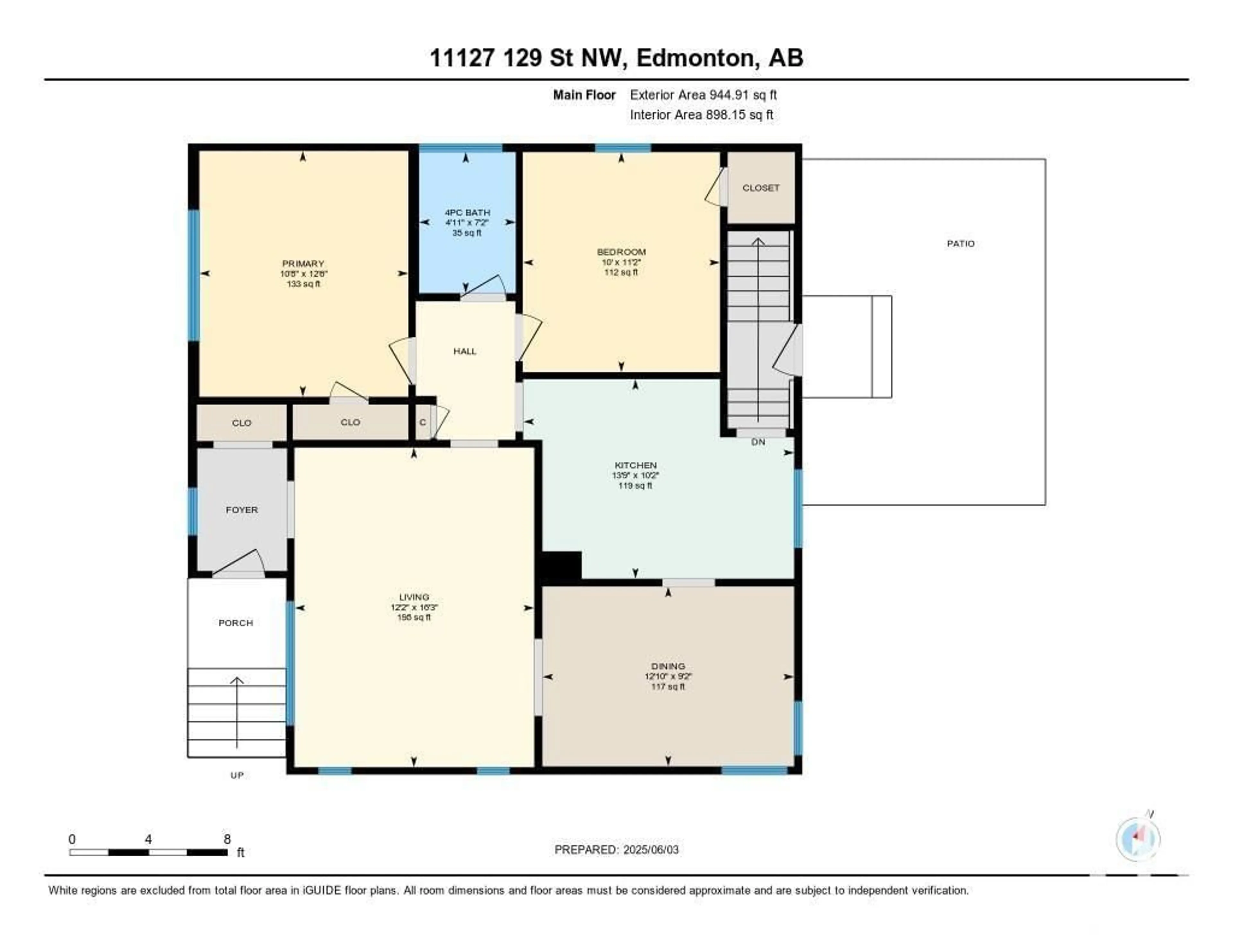 Floor plan for 11127 129 ST, Edmonton Alberta T5M0Y6