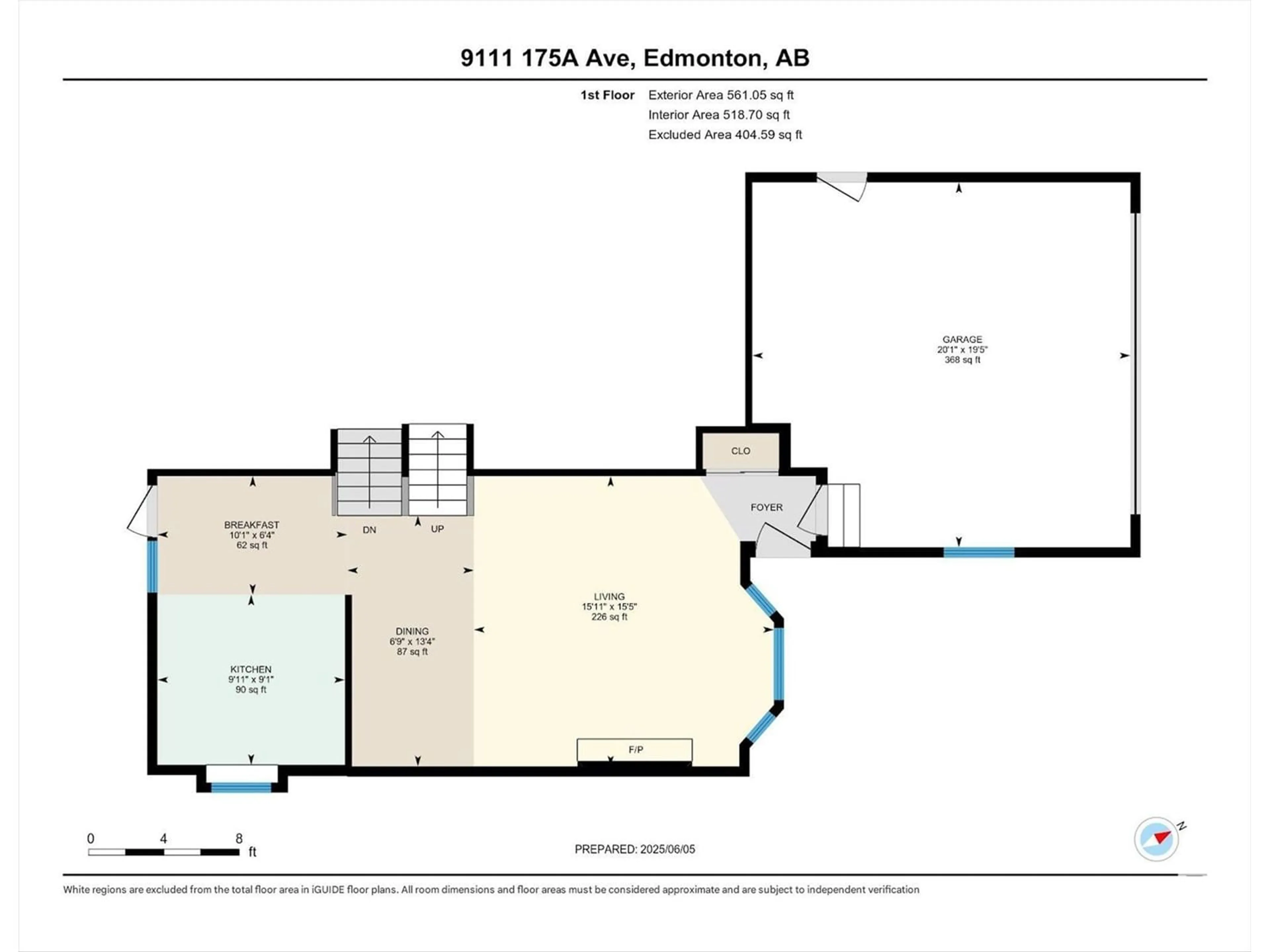Floor plan for 9111 175A AV, Edmonton Alberta T5Z2M1