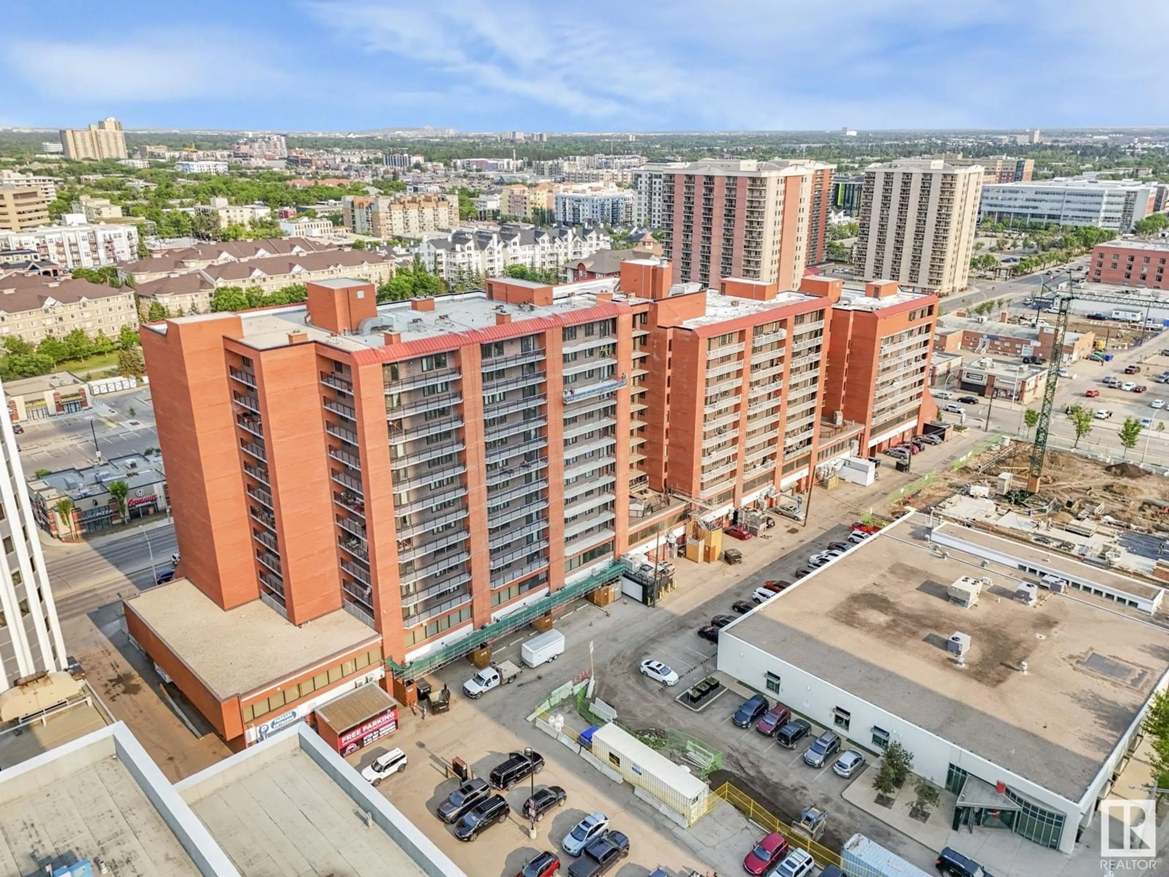 A pic from outside/outdoor area/front of a property/back of a property/a pic from drone, city buildings view from balcony for 709 - 10145 109 ST NW, Edmonton Alberta T5J3M5
