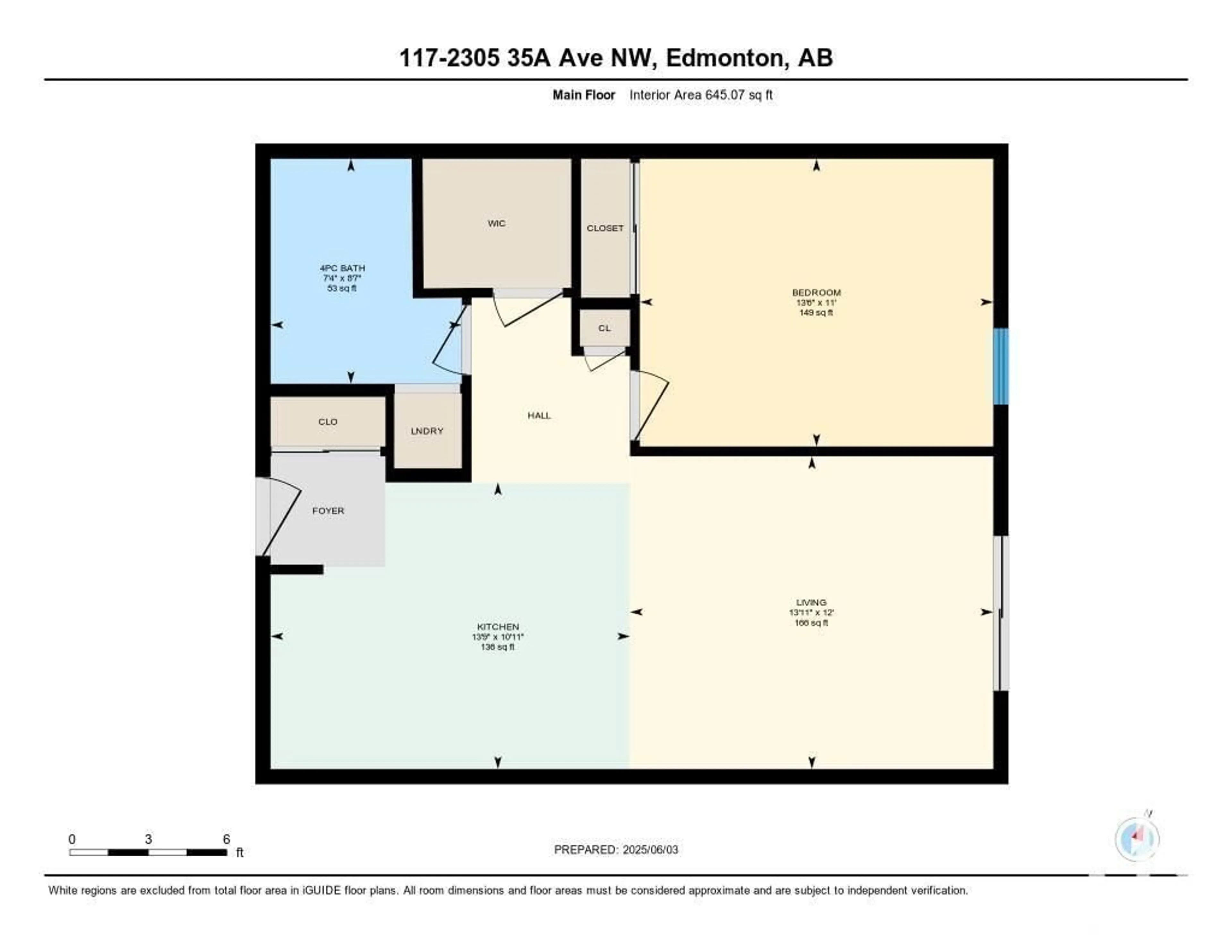 Floor plan for #117 - 2305 35A AV, Edmonton Alberta T6T1Z2
