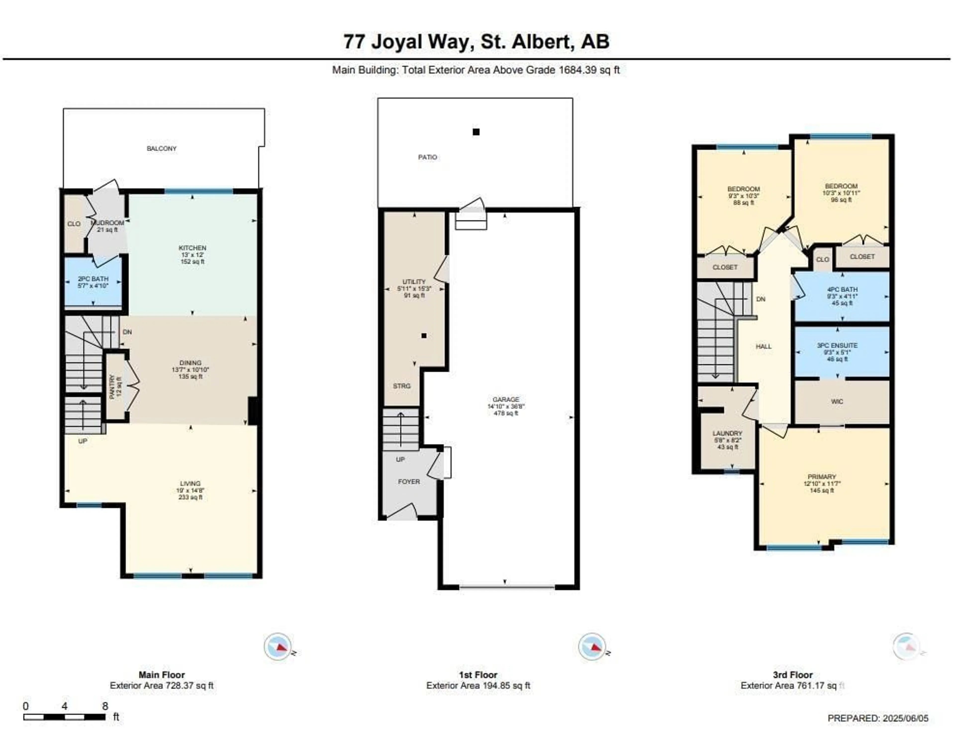 Floor plan for 77 JOYAL WY, St. Albert Alberta T8N7V5