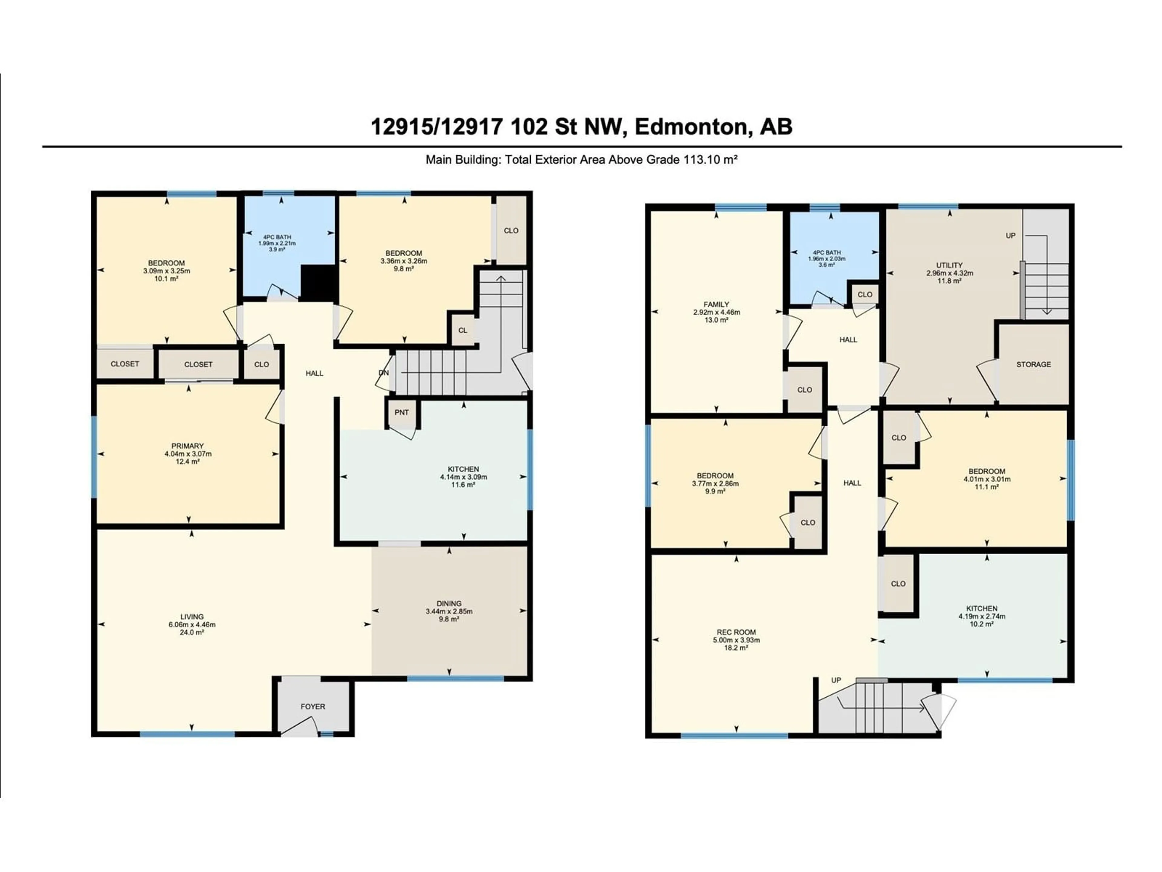 Floor plan for 12915/12917 102 ST NW, Edmonton Alberta T5C4J4