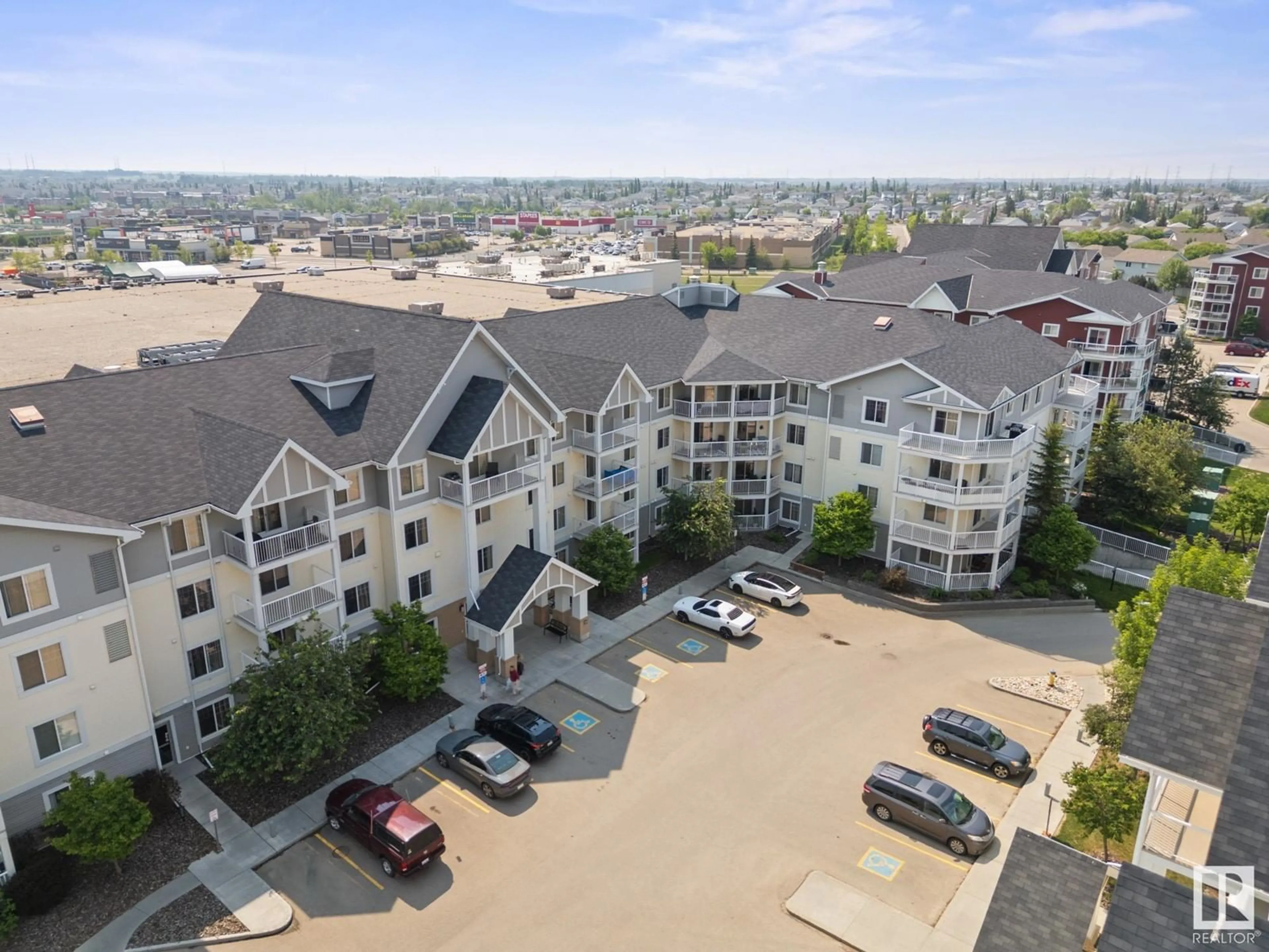 A pic from outside/outdoor area/front of a property/back of a property/a pic from drone, city buildings view from balcony for 310 - 2204 44AVE NW, Edmonton Alberta T6T0G5