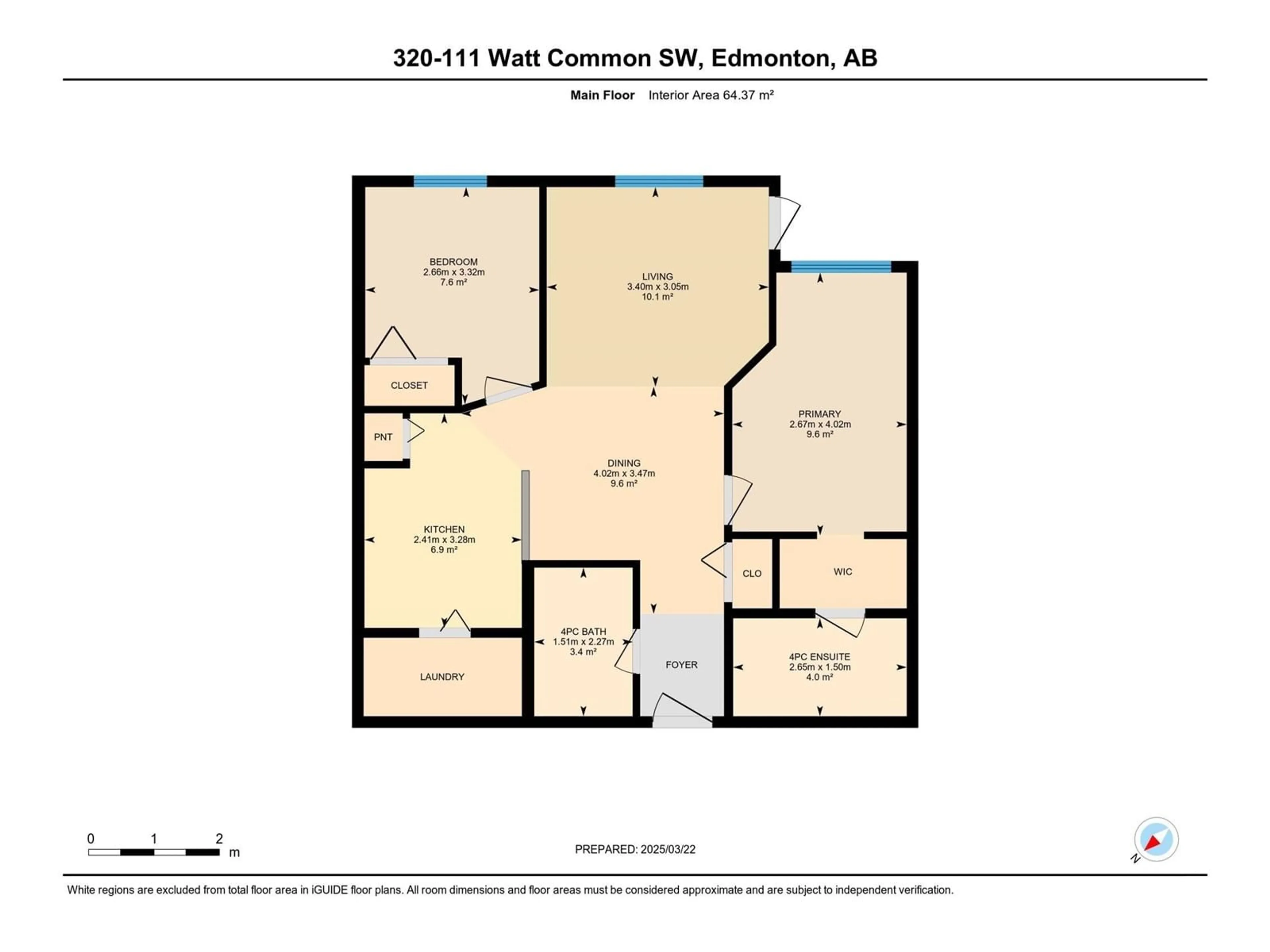 Floor plan for 320 111 WATT CM, Edmonton Alberta T6G0C3