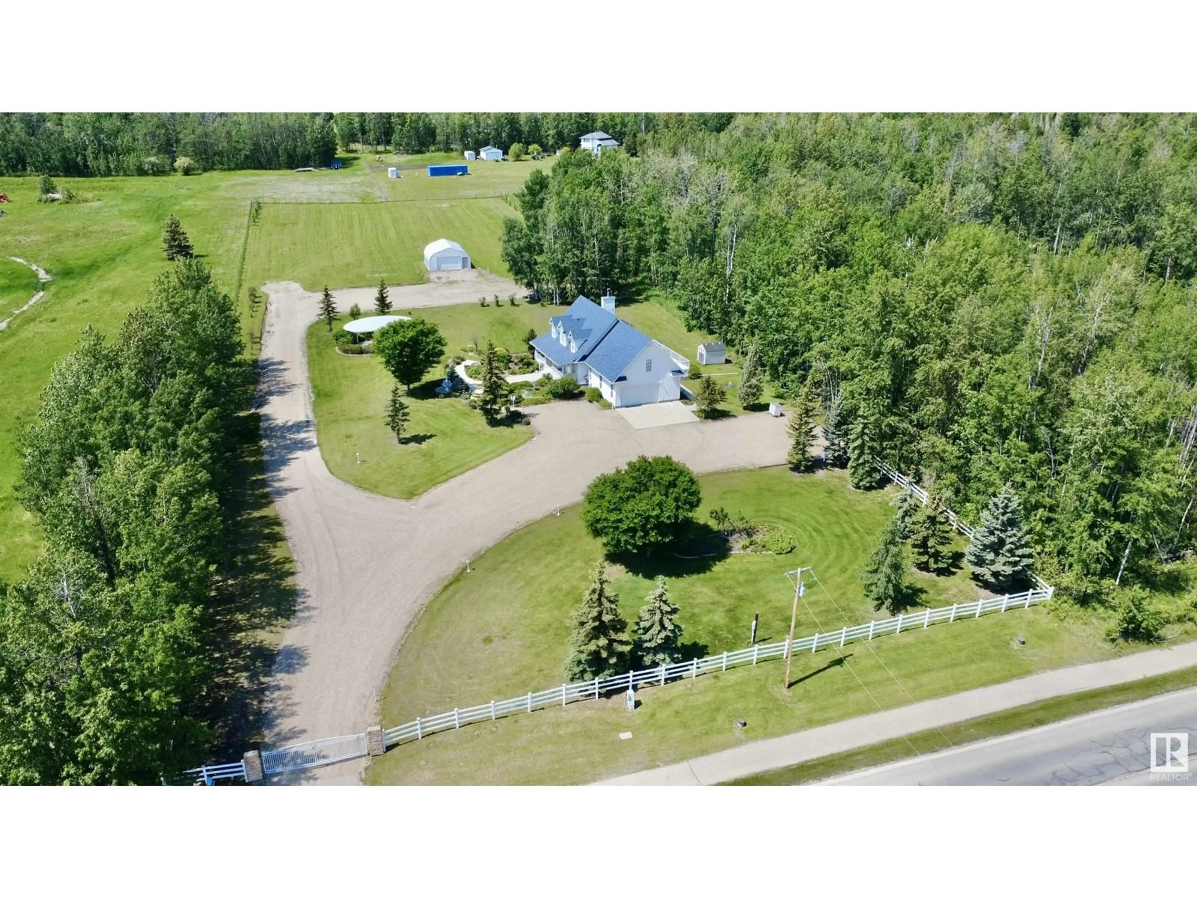 A pic from outside/outdoor area/front of a property/back of a property/a pic from drone, unknown for 49022B RR 73, Rural Brazeau County Alberta T7A2A2
