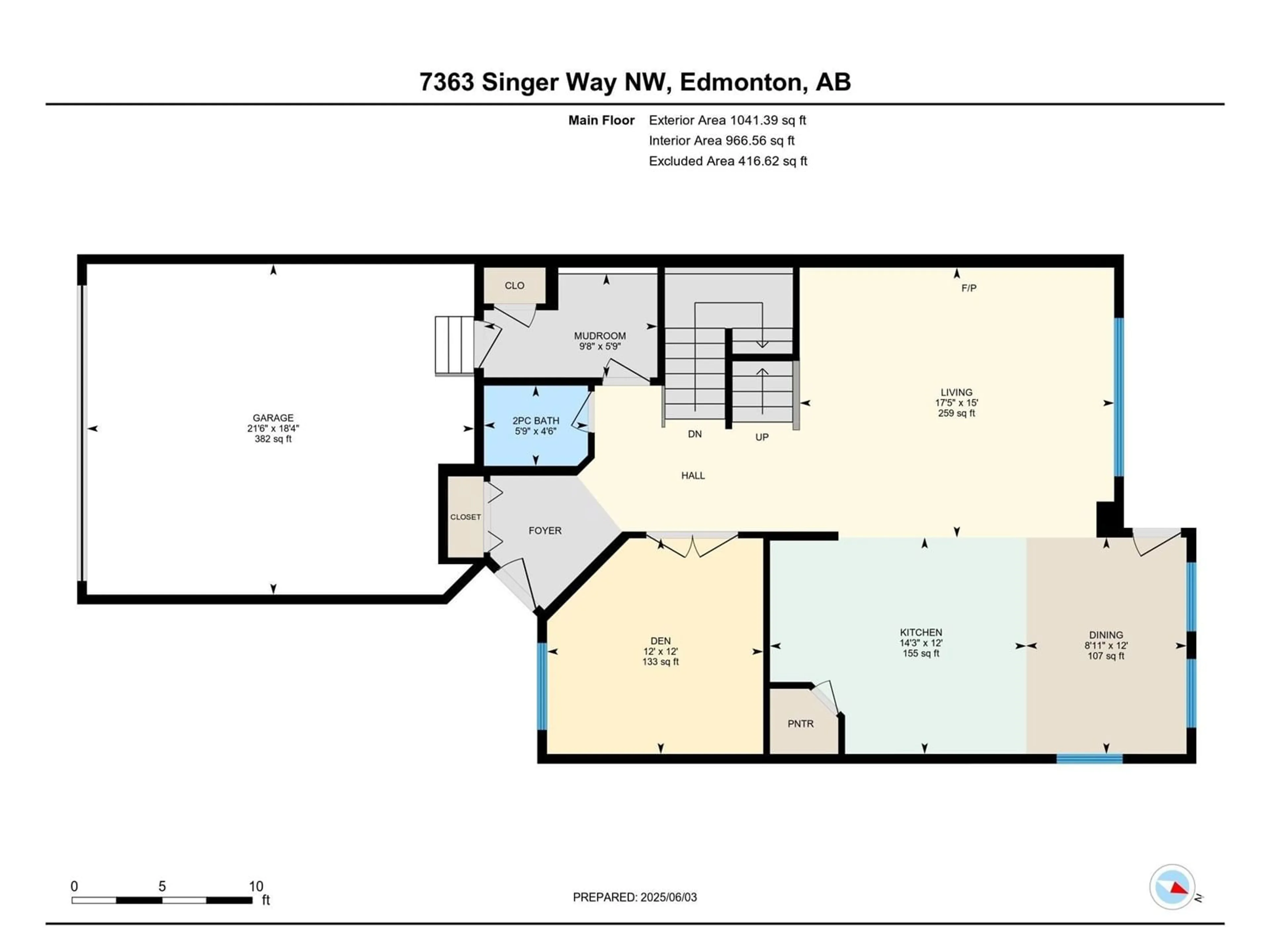 Floor plan for 7363 SINGER WY, Edmonton Alberta T6R3S1