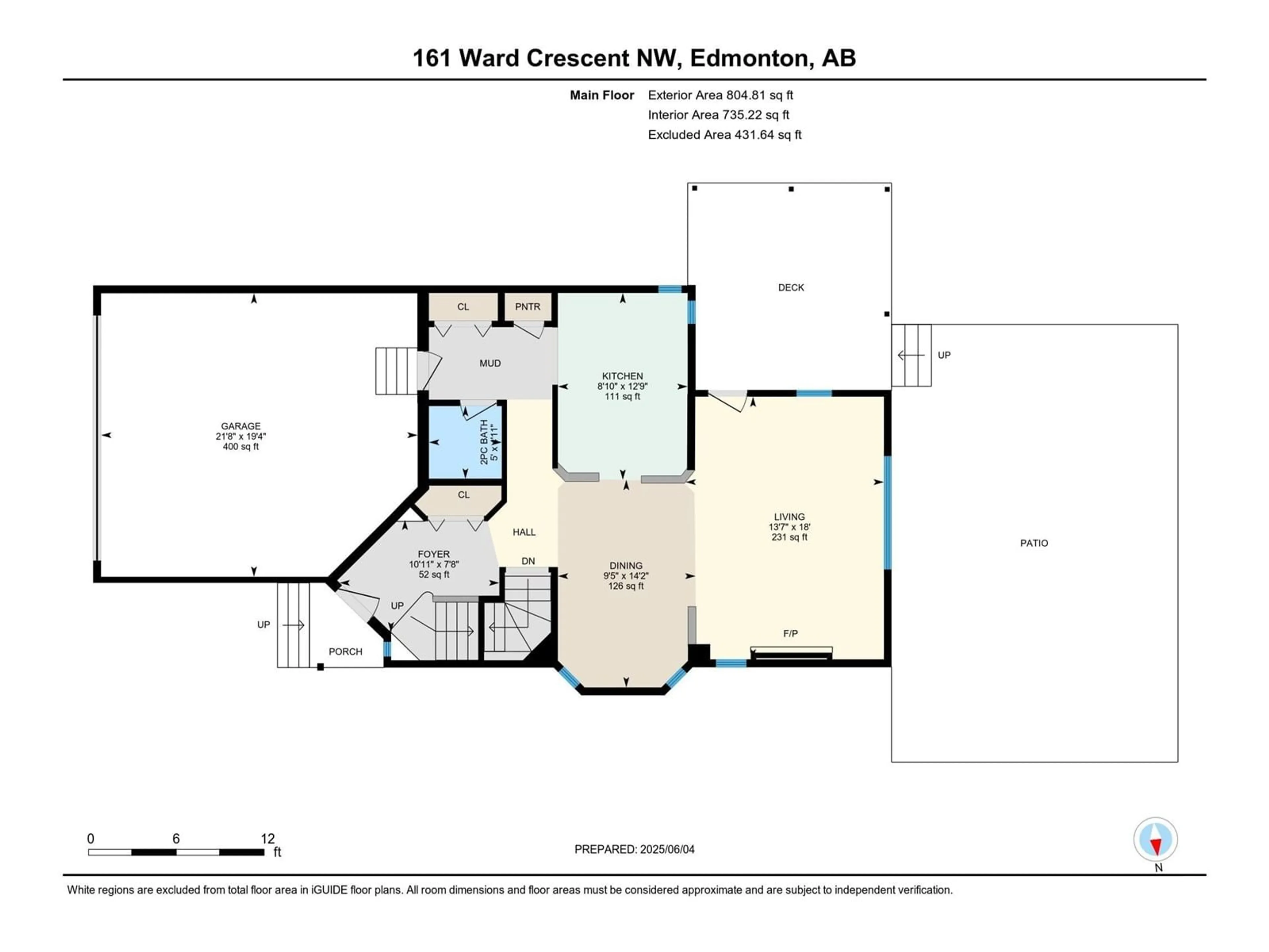 Floor plan for NW - 161 WARD CR, Edmonton Alberta T6T1M6