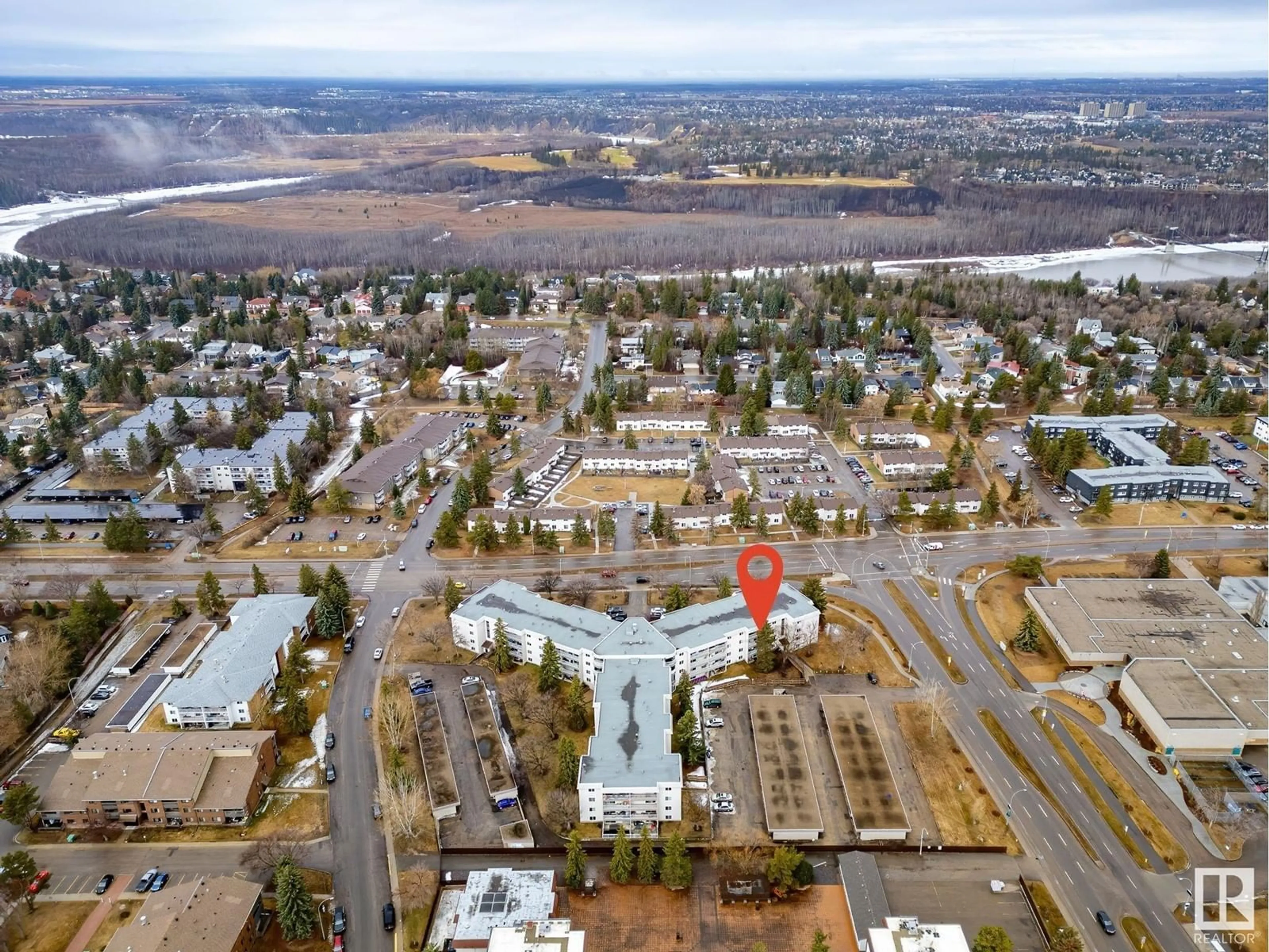 A pic from outside/outdoor area/front of a property/back of a property/a pic from drone, unknown for #106 - 5125 RIVERBEND RD, Edmonton Alberta T6H5K5