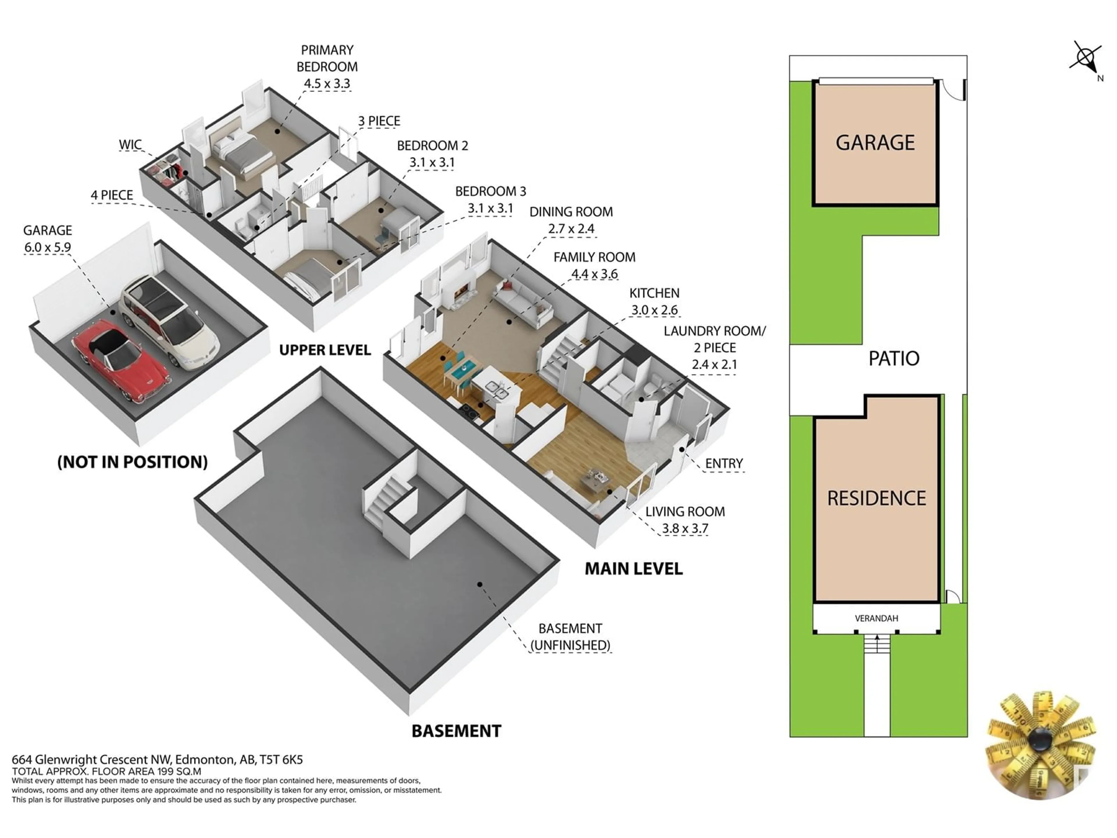 Floor plan for 664 GLENWRIGHT CR, Edmonton Alberta T5T6K5