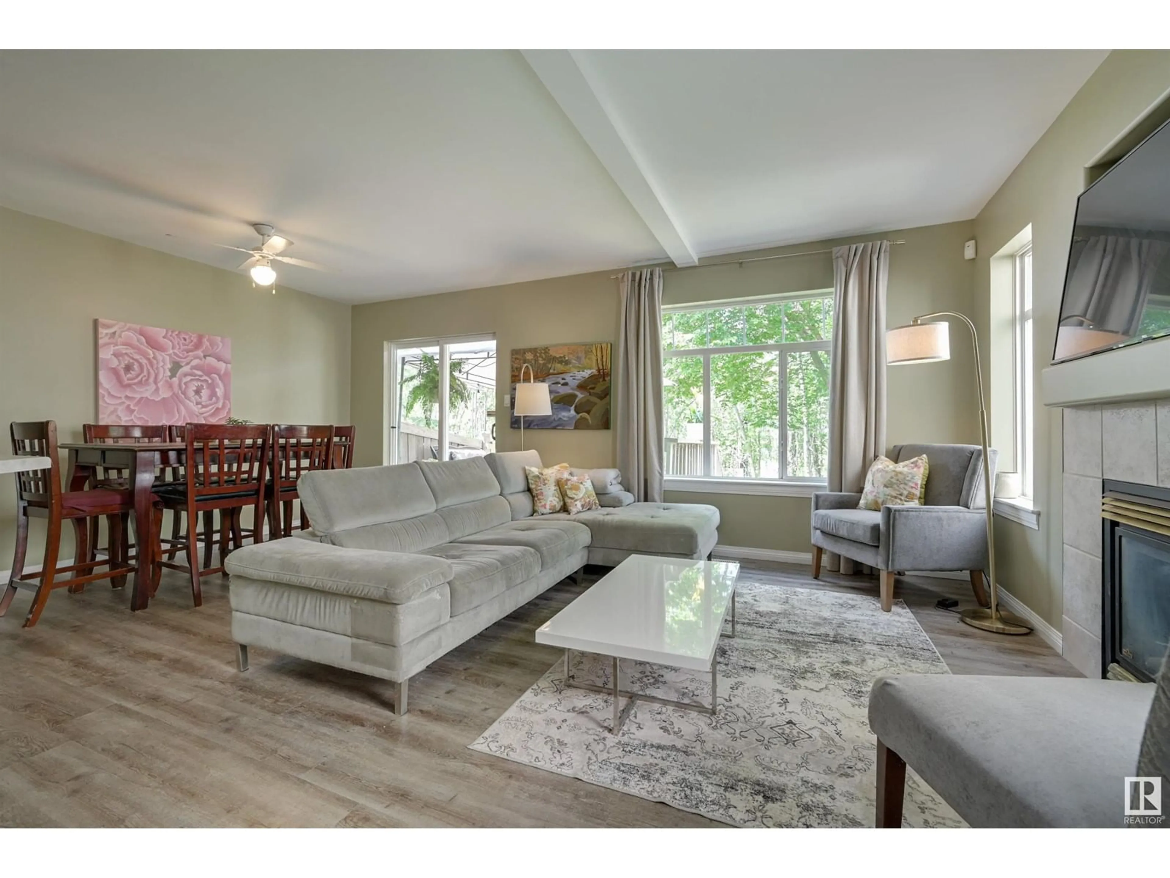 Living room with furniture, wood/laminate floor for #15 - 30 LEVASSEUR RD, St. Albert Alberta T8N7A6