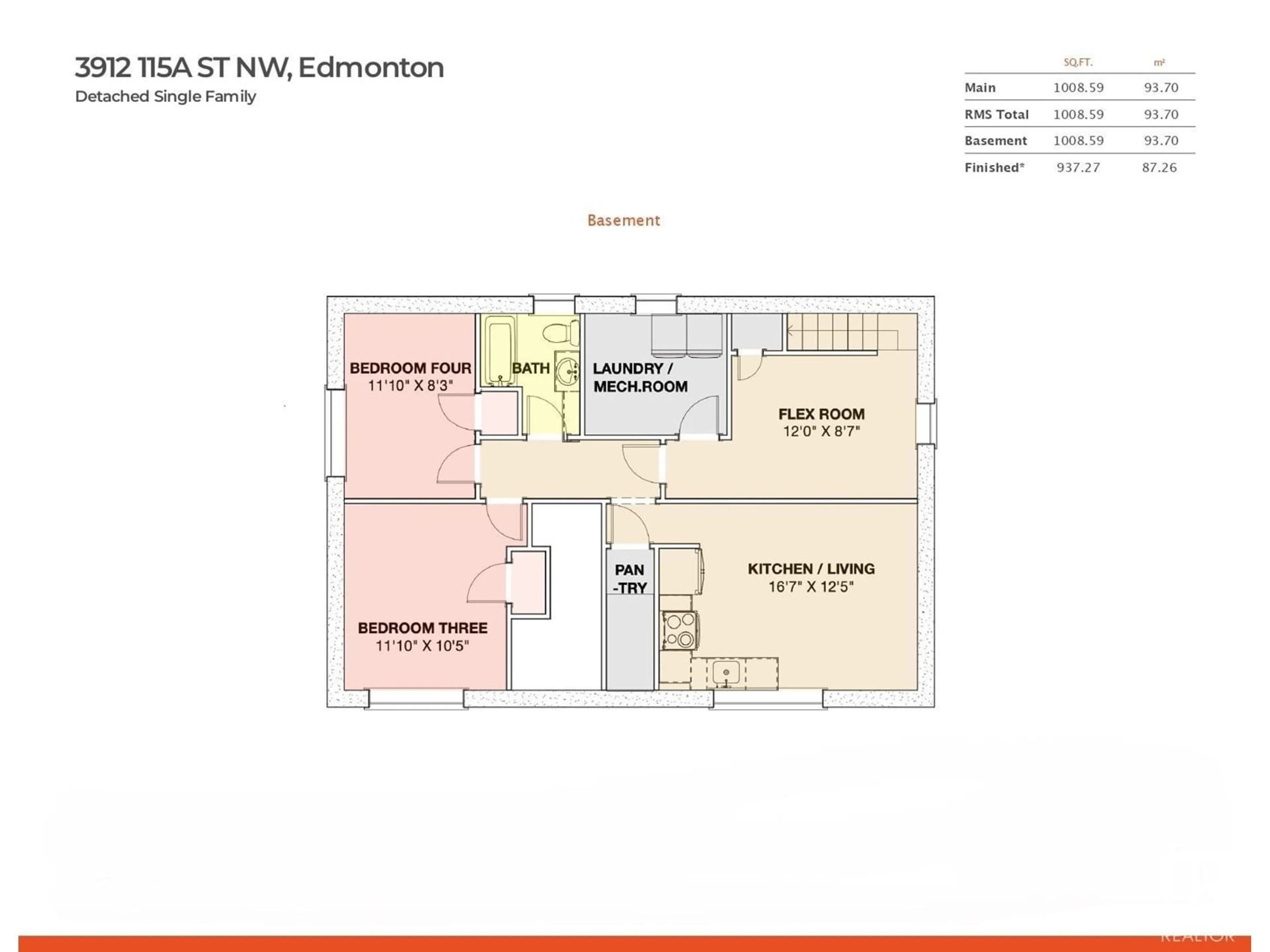 Floor plan for NW - 3912 115A ST, Edmonton Alberta T6J1R1