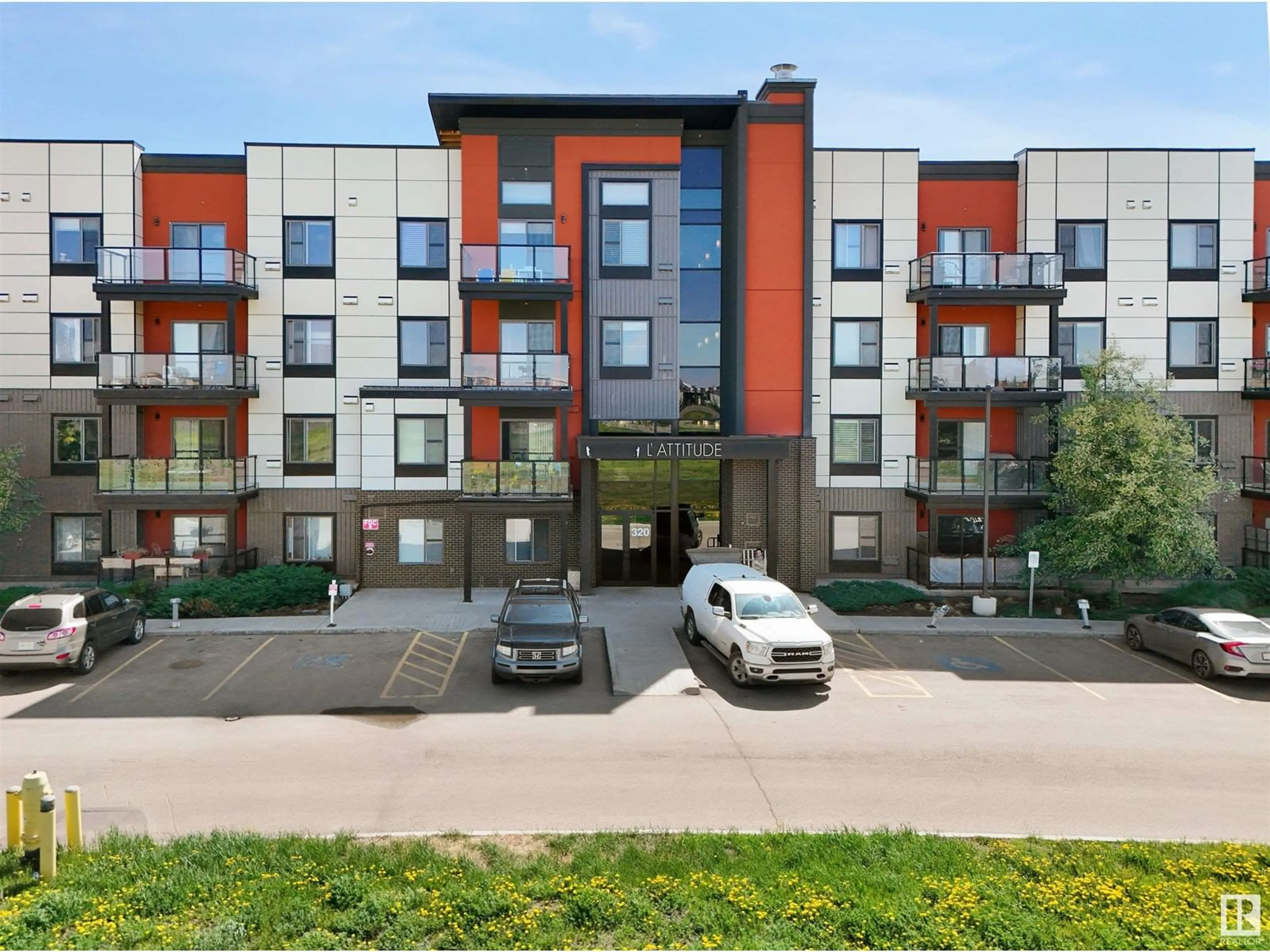 A pic from outside/outdoor area/front of a property/back of a property/a pic from drone, street for #304 - 320 AMBLESIDE LINK, Edmonton Alberta T6W2Z9