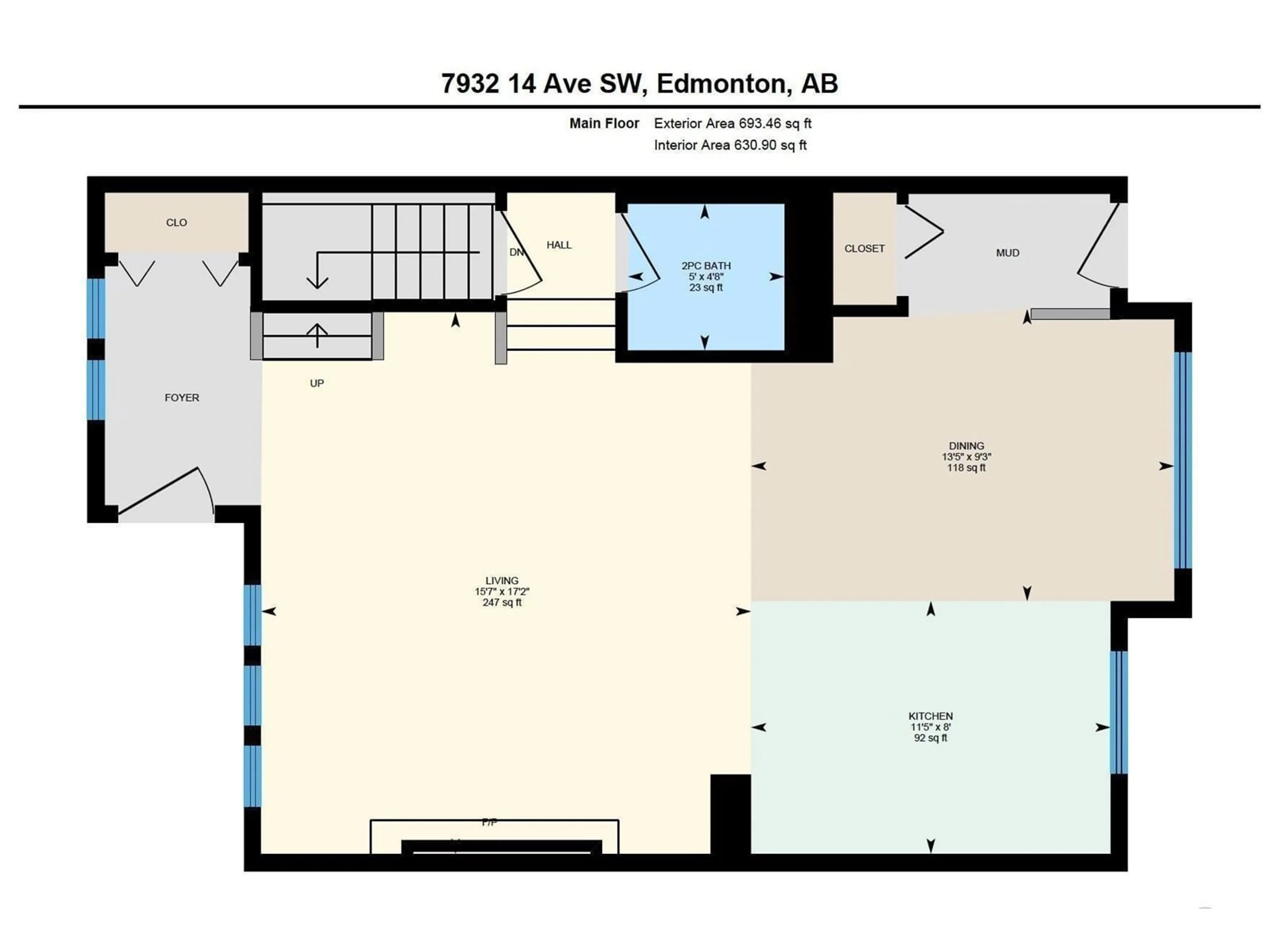 Floor plan for 7932 14 AVE, Edmonton Alberta T6X1H3