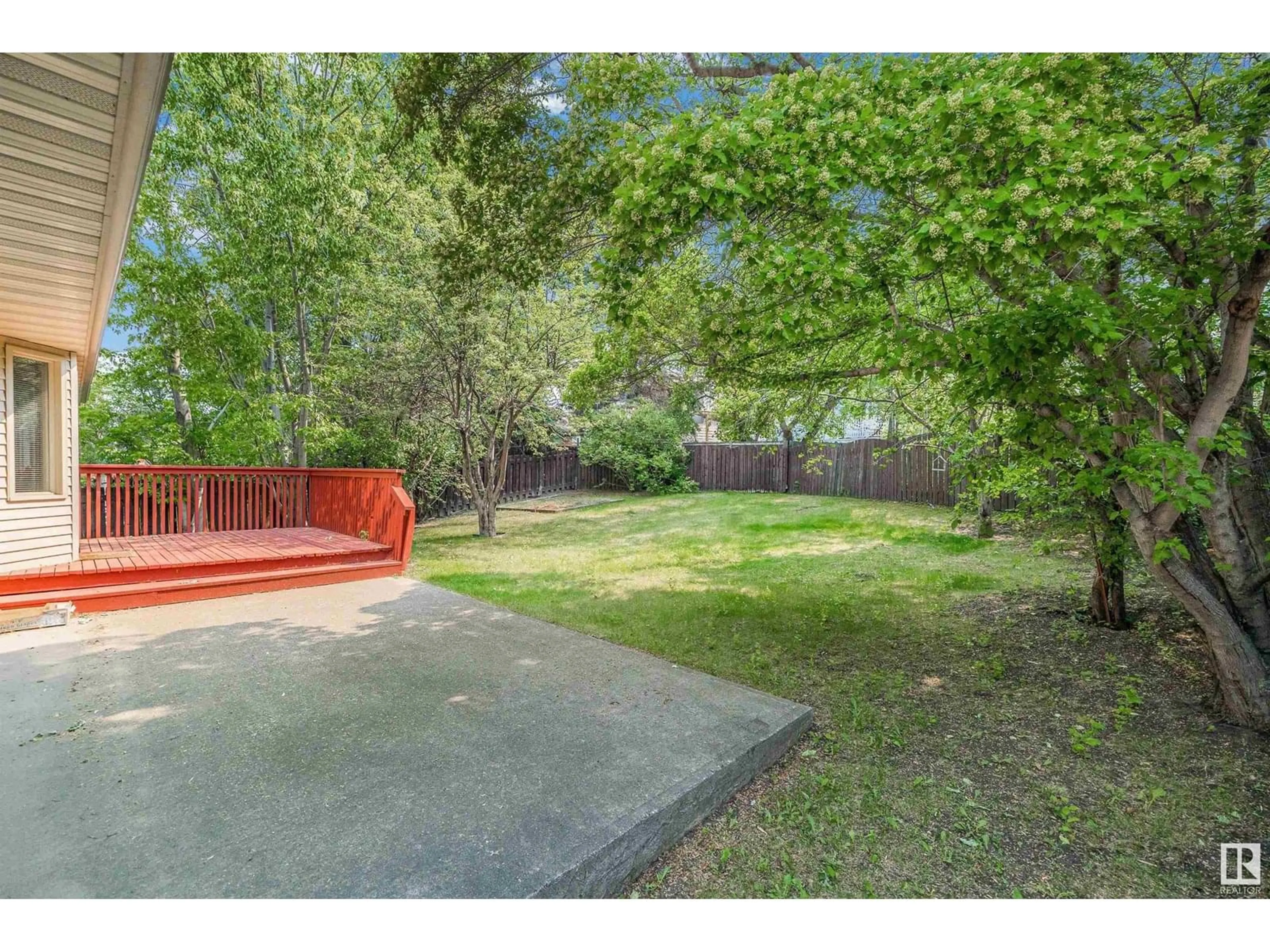 Patio, forest/trees view for 292 RHATIGAN RD W, Edmonton Alberta T6R1C6