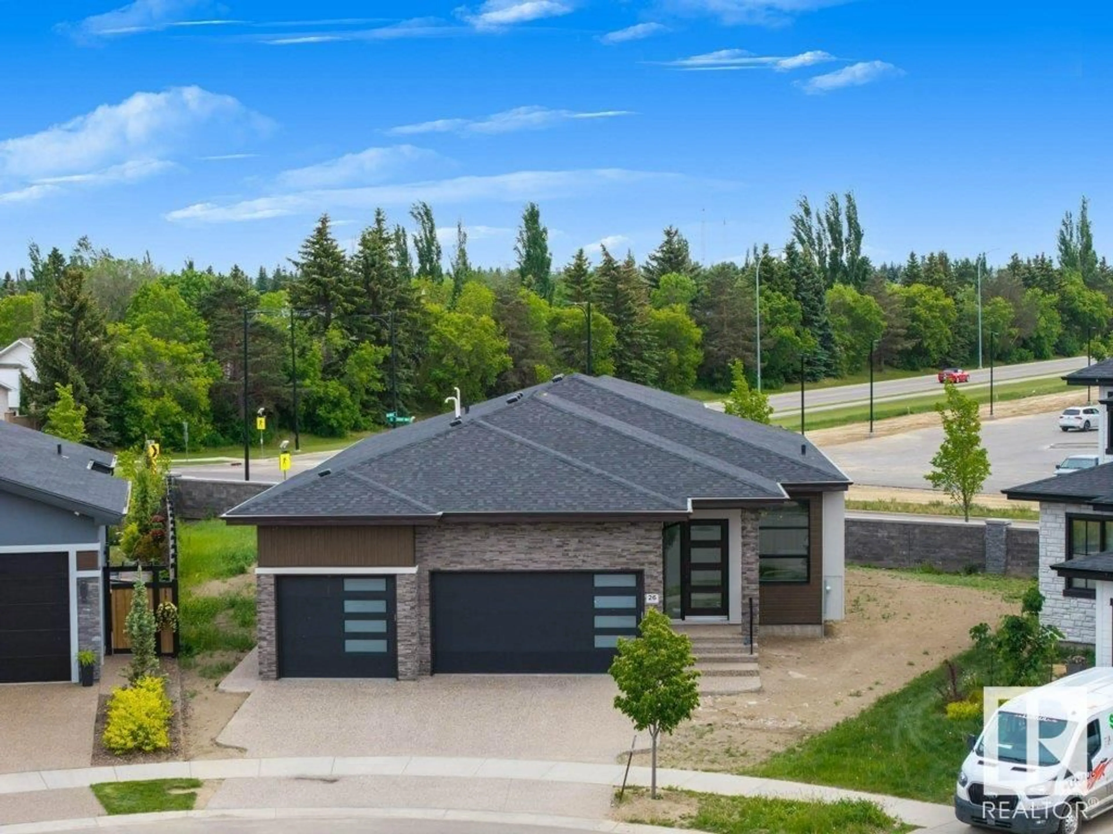 A pic from outside/outdoor area/front of a property/back of a property/a pic from drone, street for 26 EASTON CL, St. Albert Alberta T8N3X9