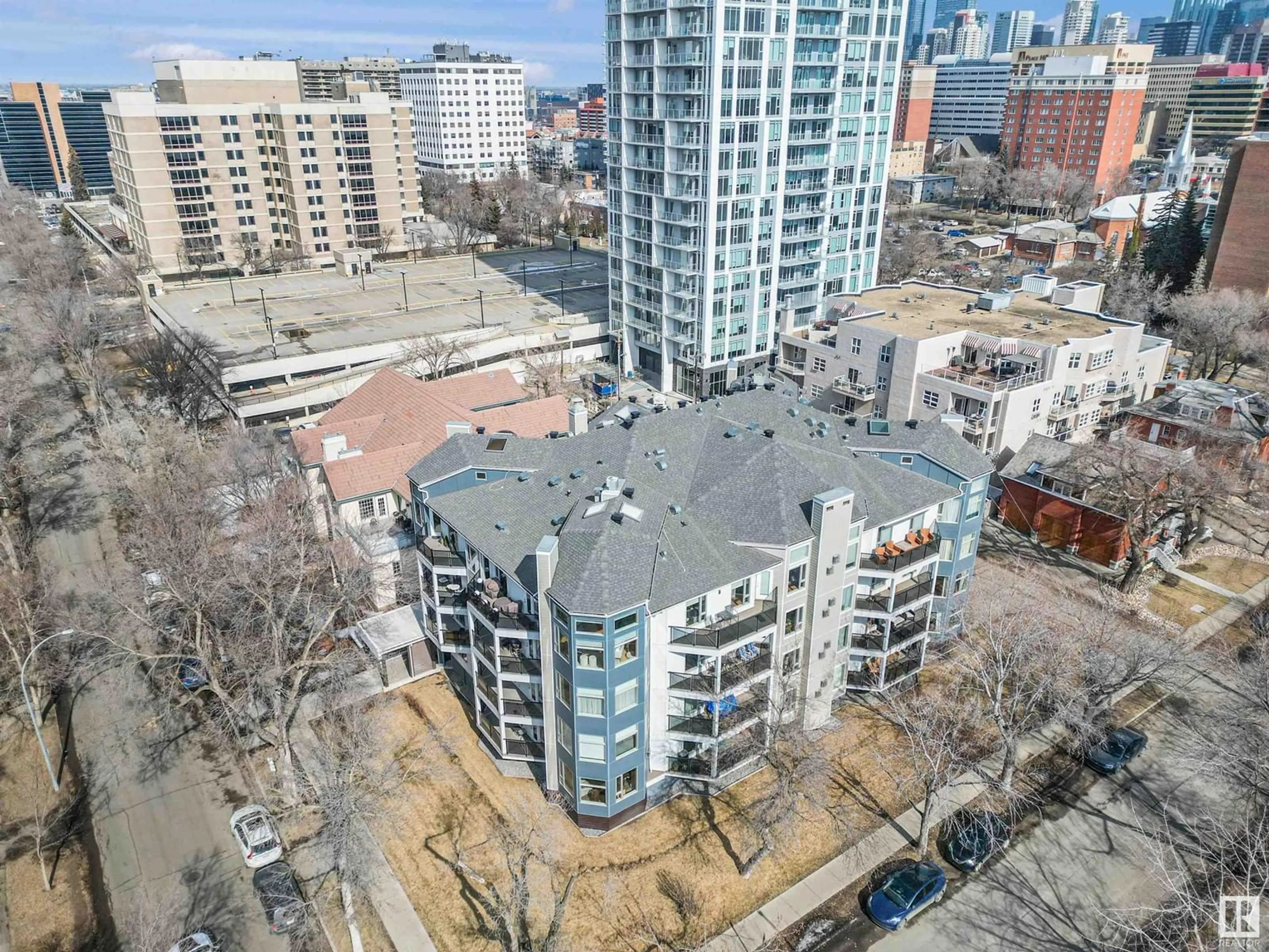 A pic from outside/outdoor area/front of a property/back of a property/a pic from drone, city buildings view from balcony for #306 - 9905 112 ST, Edmonton Alberta T5K1L6