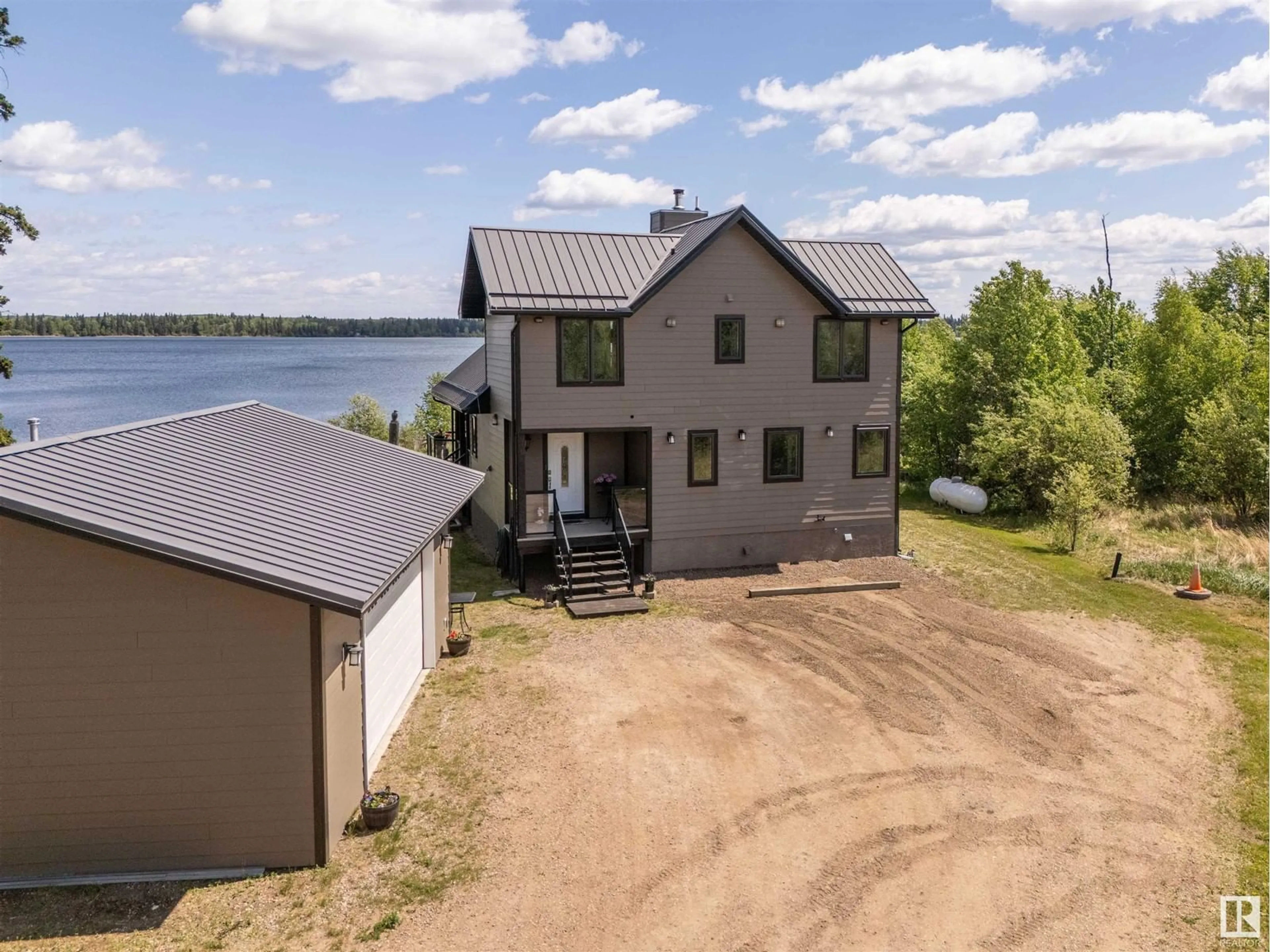 A pic from outside/outdoor area/front of a property/back of a property/a pic from drone, water/lake/river/ocean view for 43123 TWP RD 642A, Rural Bonnyville M.D. Alberta T9M1P3
