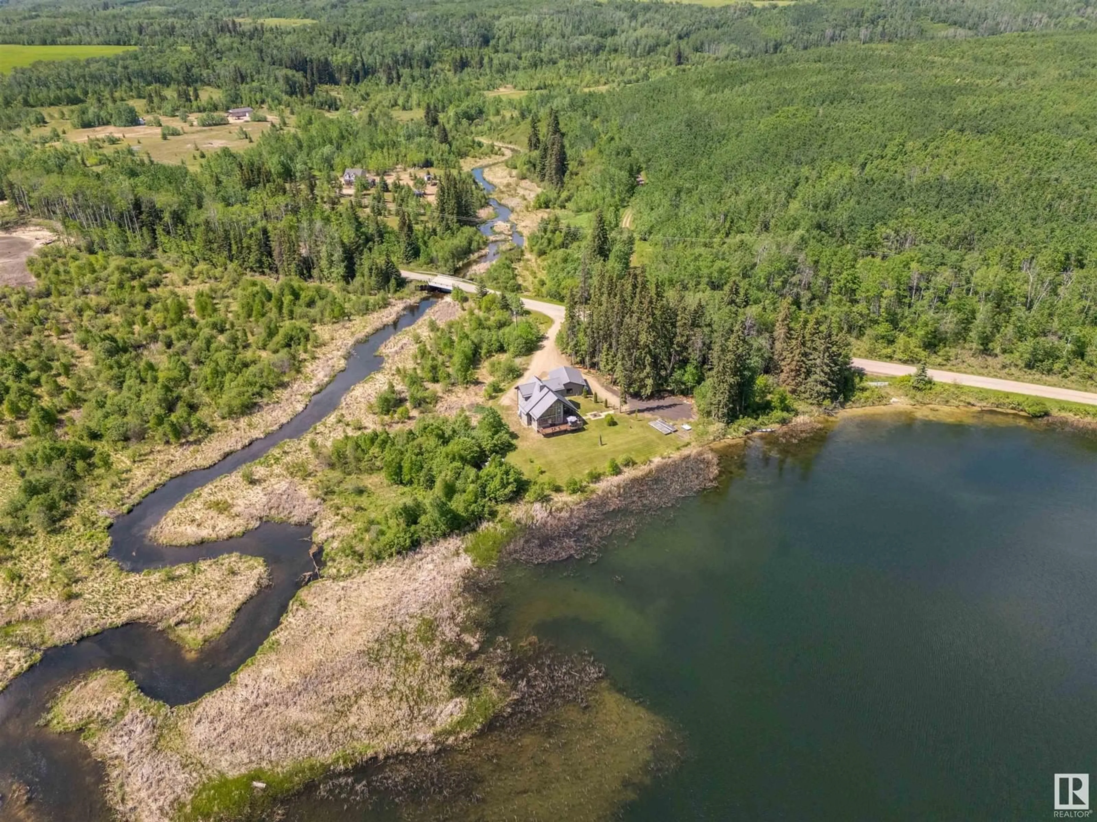 A pic from outside/outdoor area/front of a property/back of a property/a pic from drone, water/lake/river/ocean view for 43123 TWP RD 642A, Rural Bonnyville M.D. Alberta T9M1P3
