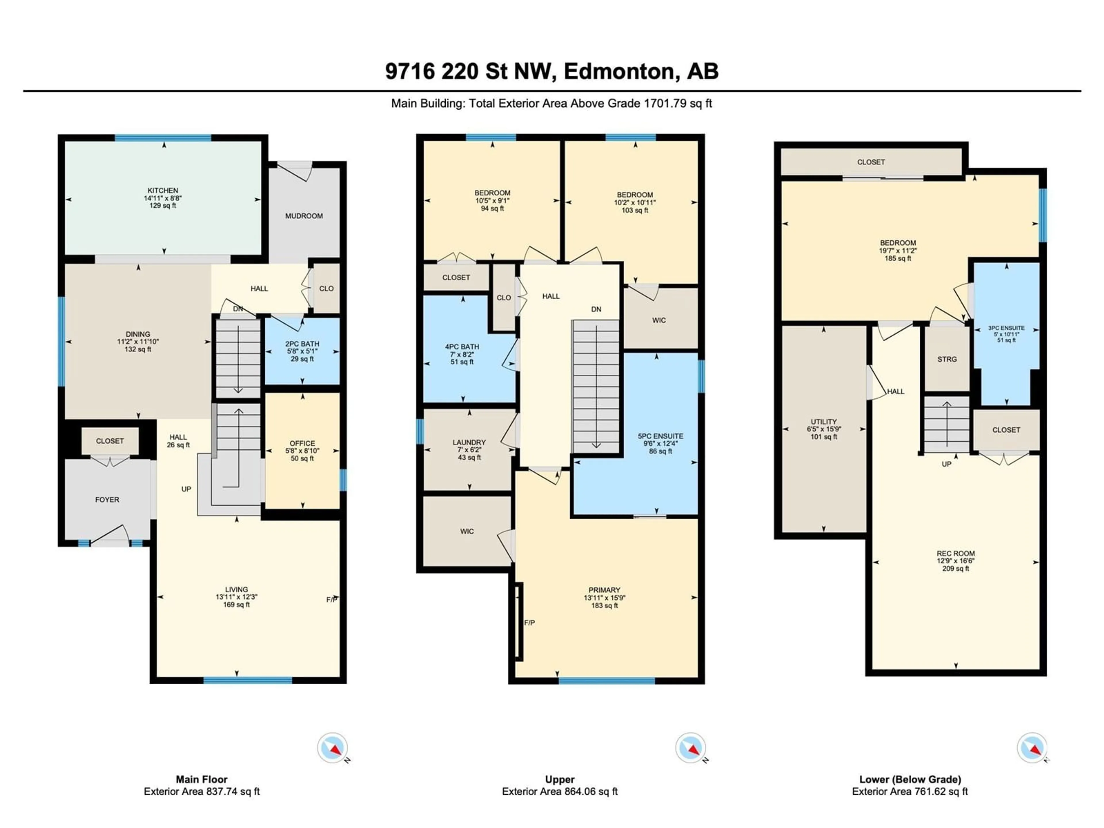 Floor plan for 9716 220 ST, Edmonton Alberta T5T4J9