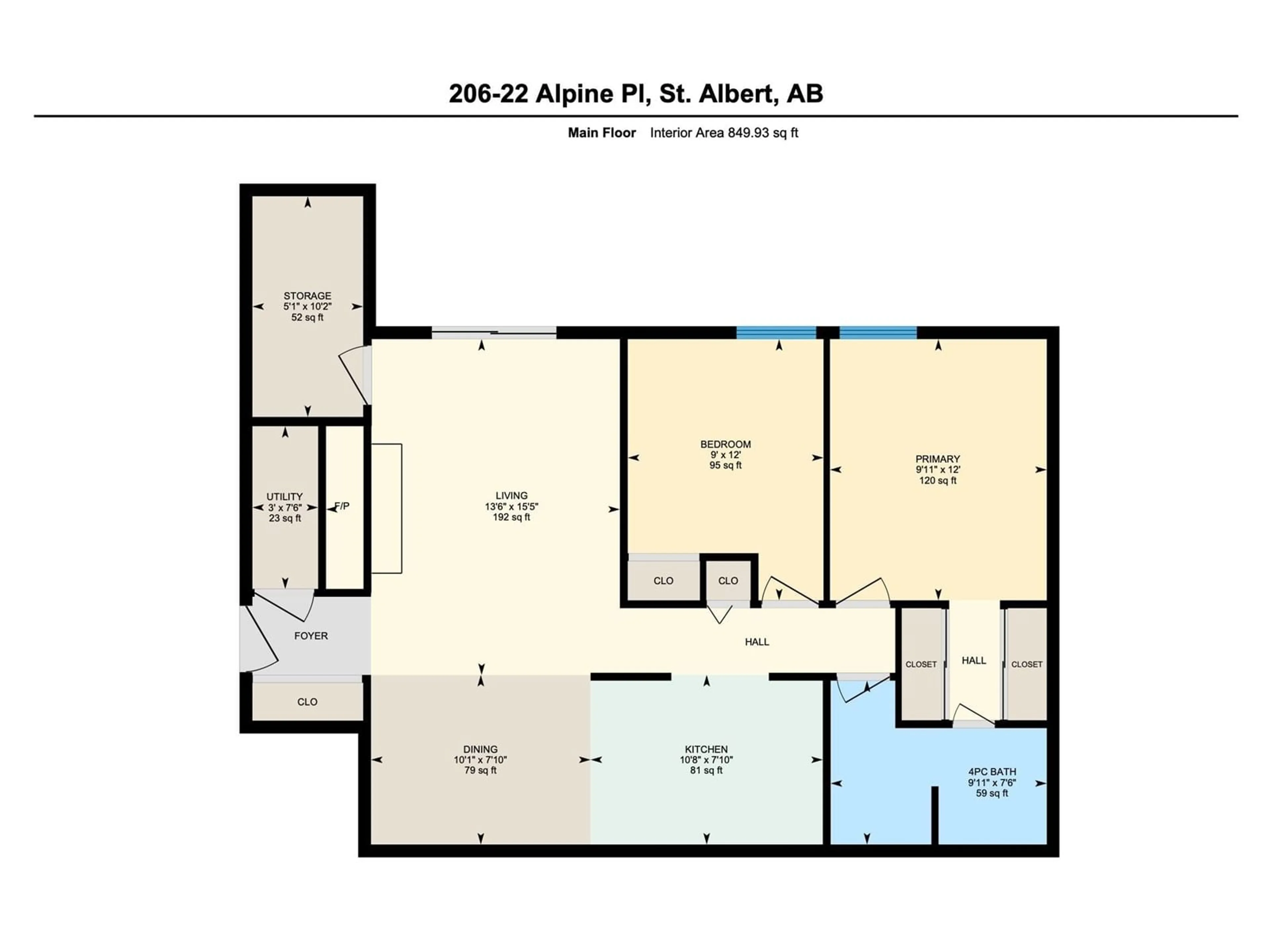 Floor plan for 22 - 206 ALPINE PL, St. Albert Alberta T8N3Y2