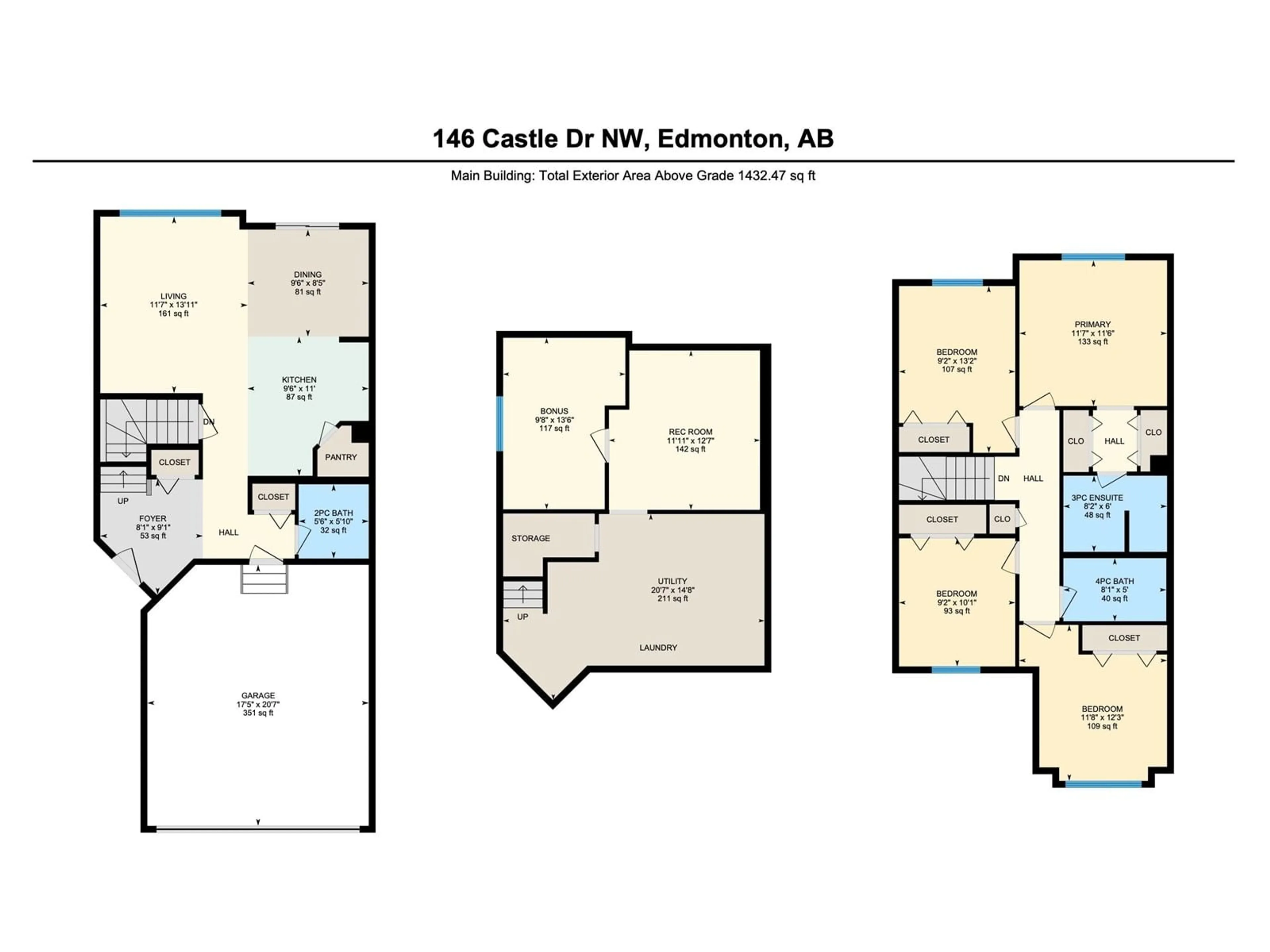 Floor plan for 146 CASTLE DR, Edmonton Alberta T5X6J2