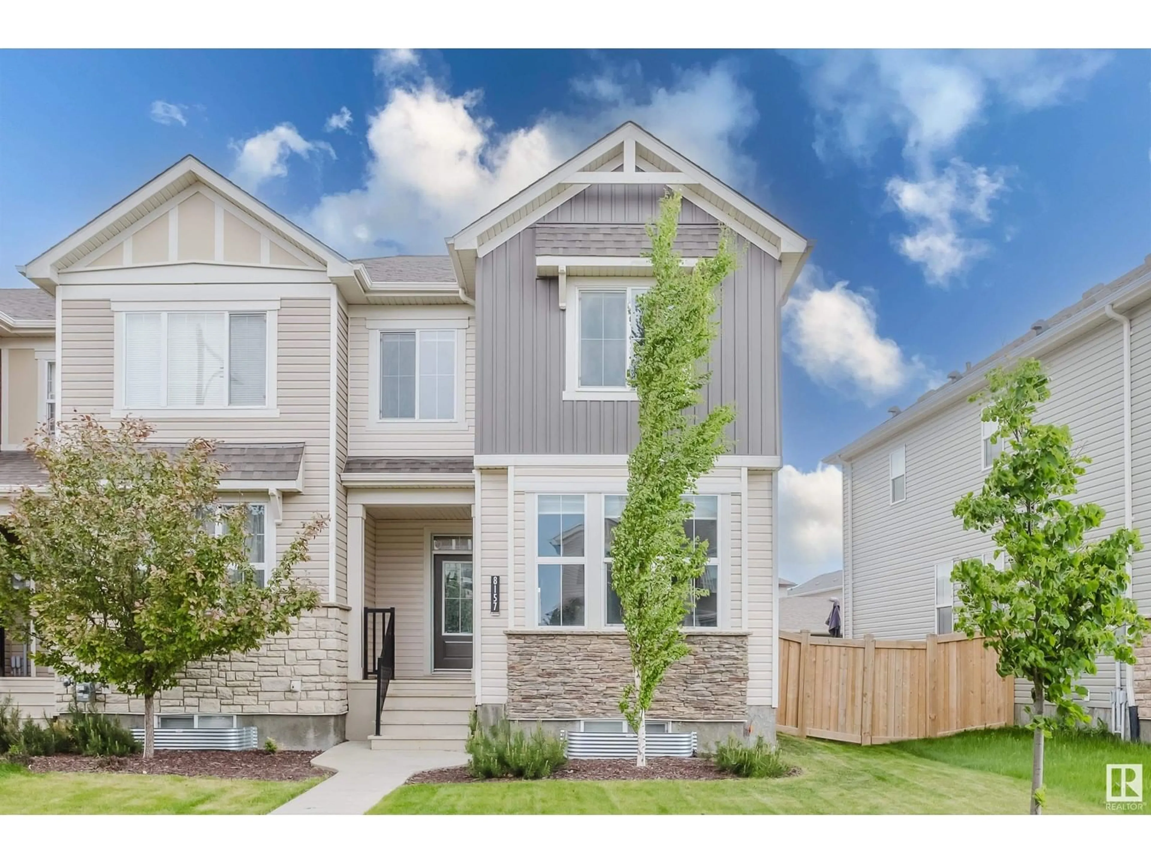 Home with vinyl exterior material, street for 8157 CHAPPELLE WY, Edmonton Alberta T6W3L7