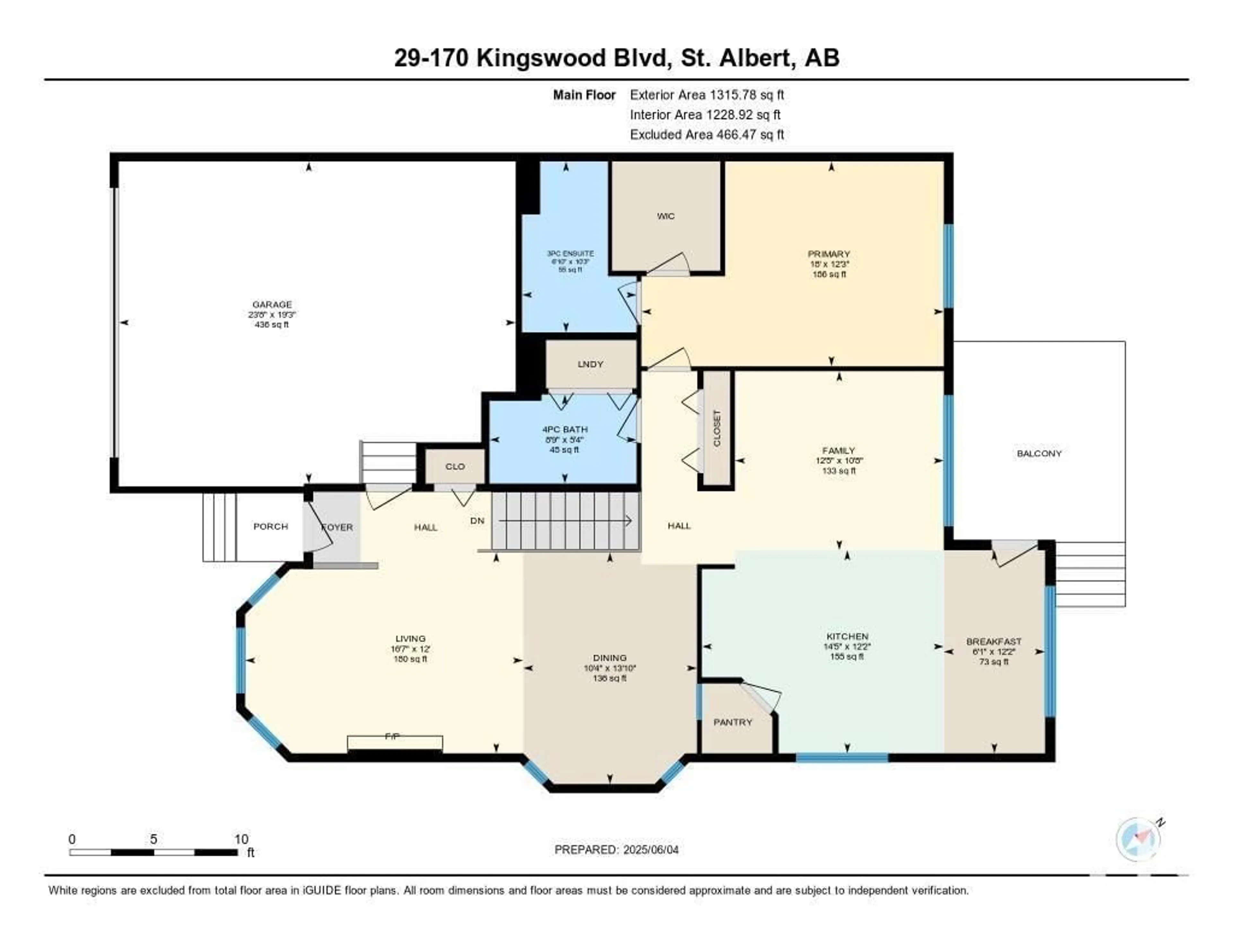 Floor plan for 29 170 KINGSWOOD BV, St. Albert Alberta T8N6Z6