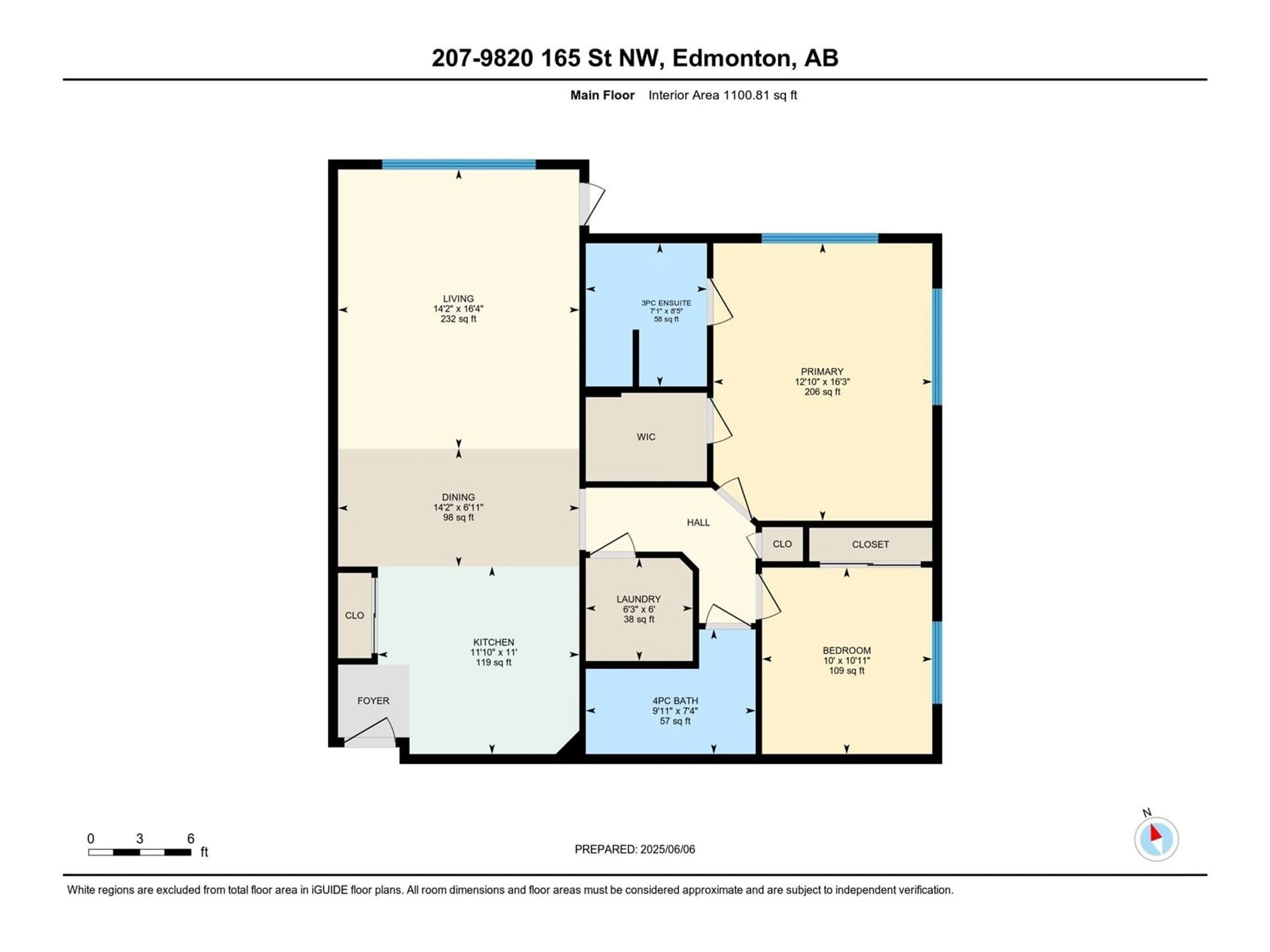 Floor plan for 207 - 9820 165 ST, Edmonton Alberta T5P0N3