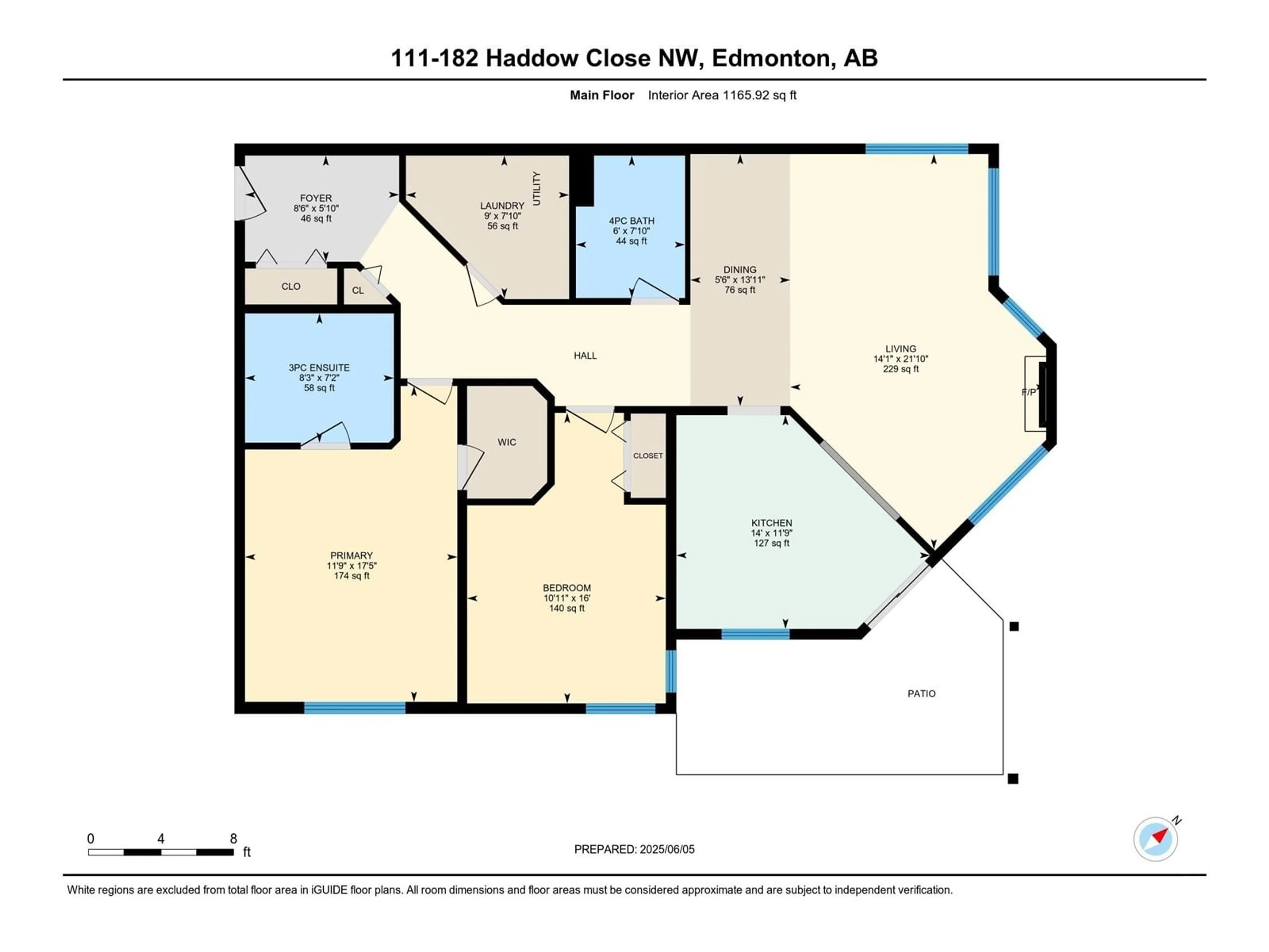 Floor plan for #111 - 182 HADDOW CL, Edmonton Alberta T6R2V1