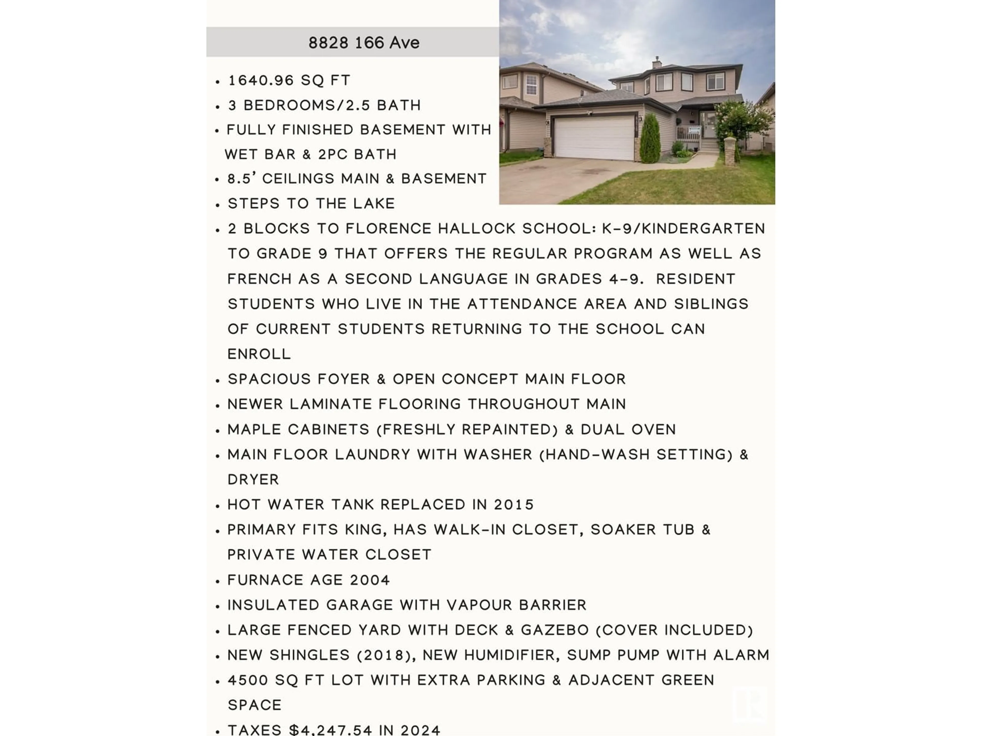 Home with vinyl exterior material, street for 8828 166 AV, Edmonton Alberta T5Z3W8