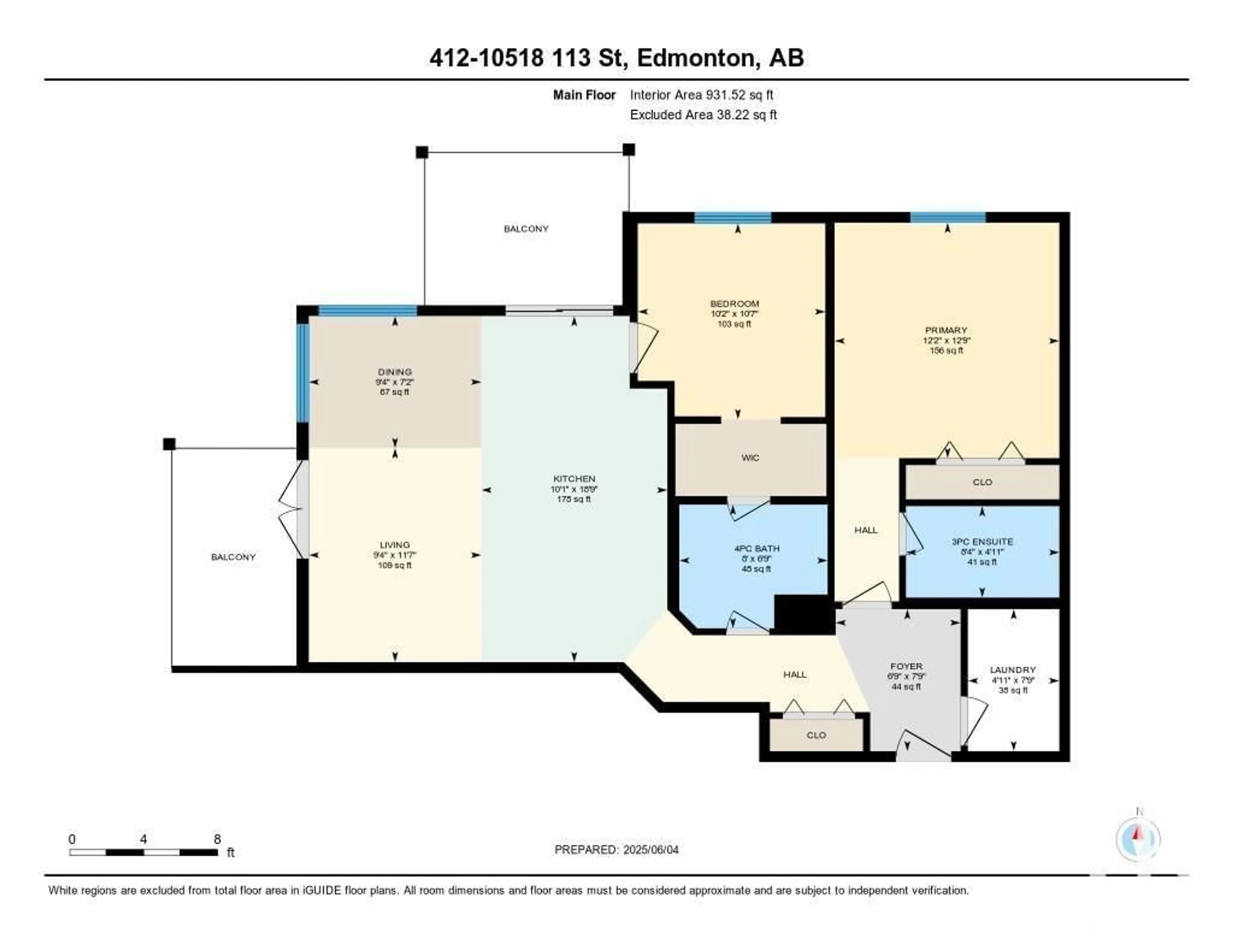 Floor plan for 412 10518 113 ST NW, Edmonton Alberta T5H0C6