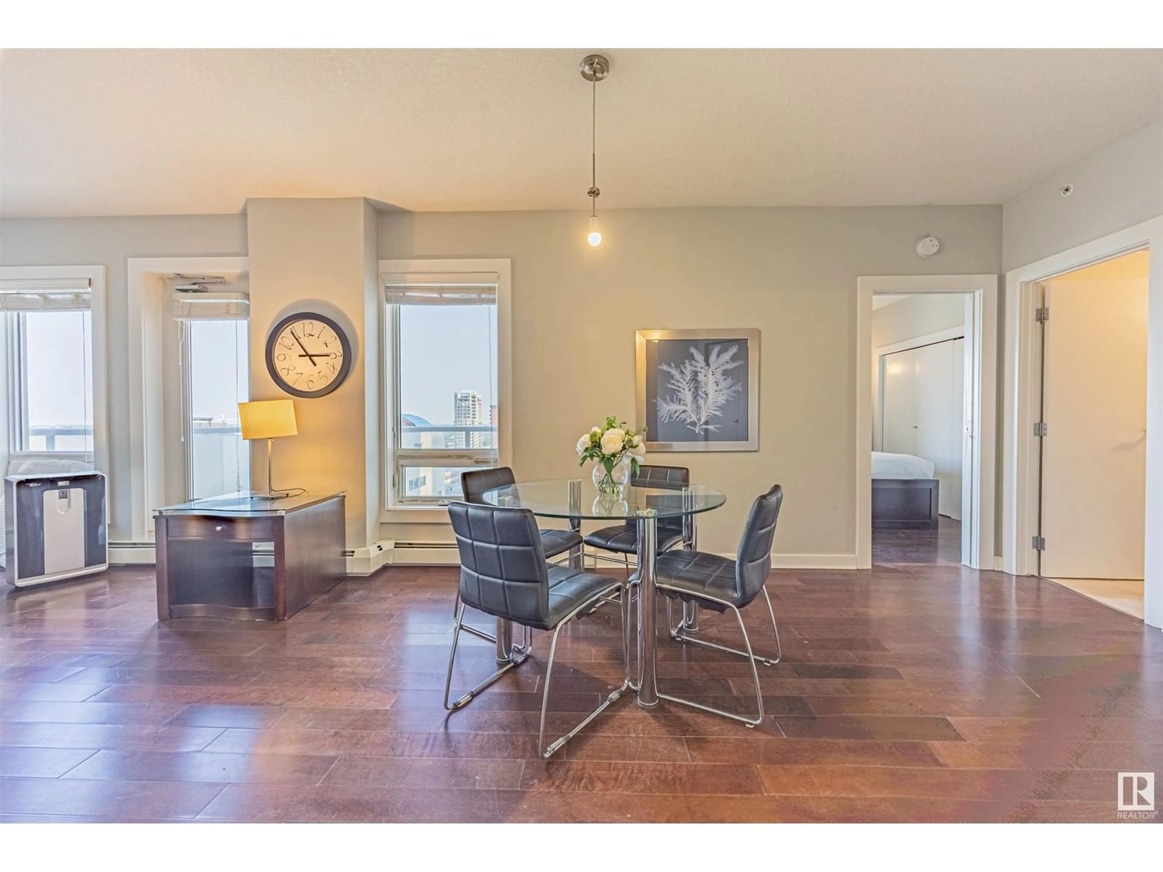 Dining room, wood/laminate floor for 10152 - 1201 104 ST, Edmonton Alberta T5J0B6