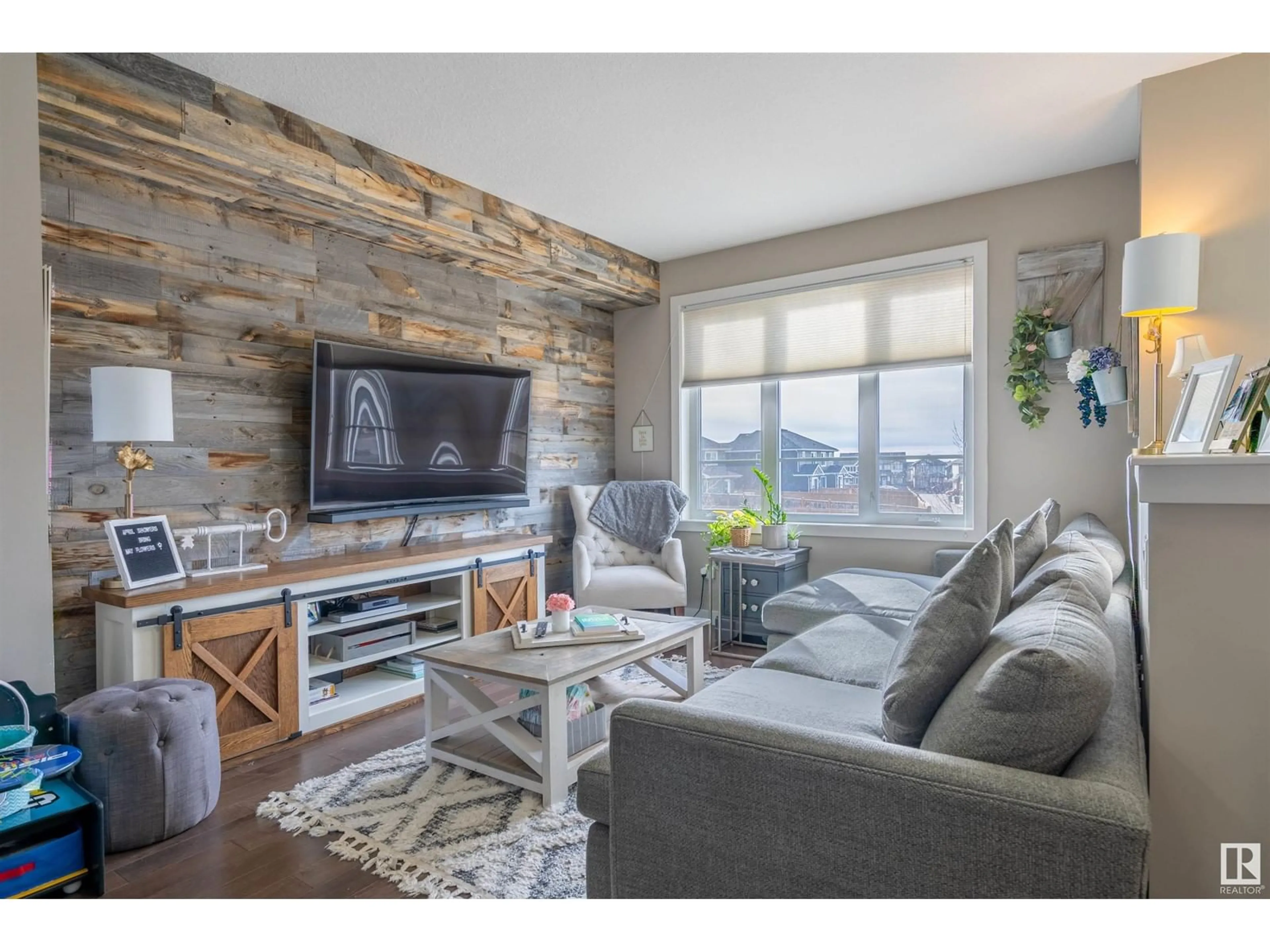 Living room with furniture, wood/laminate floor for #2 - 1480 WATT DR, Edmonton Alberta T6X1T1