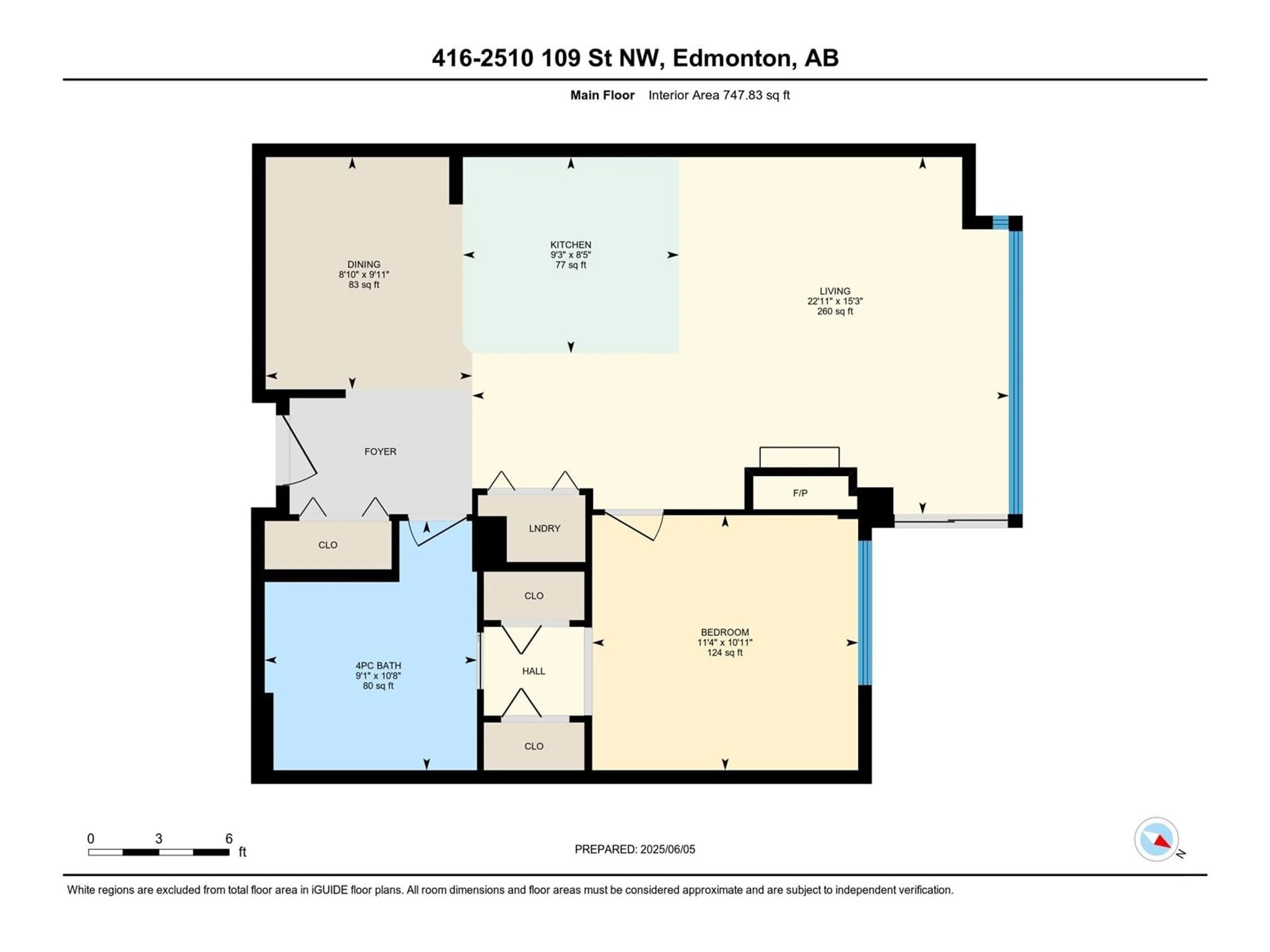 Floor plan for #416 - 2510 109 ST NW, Edmonton Alberta T6J2X1