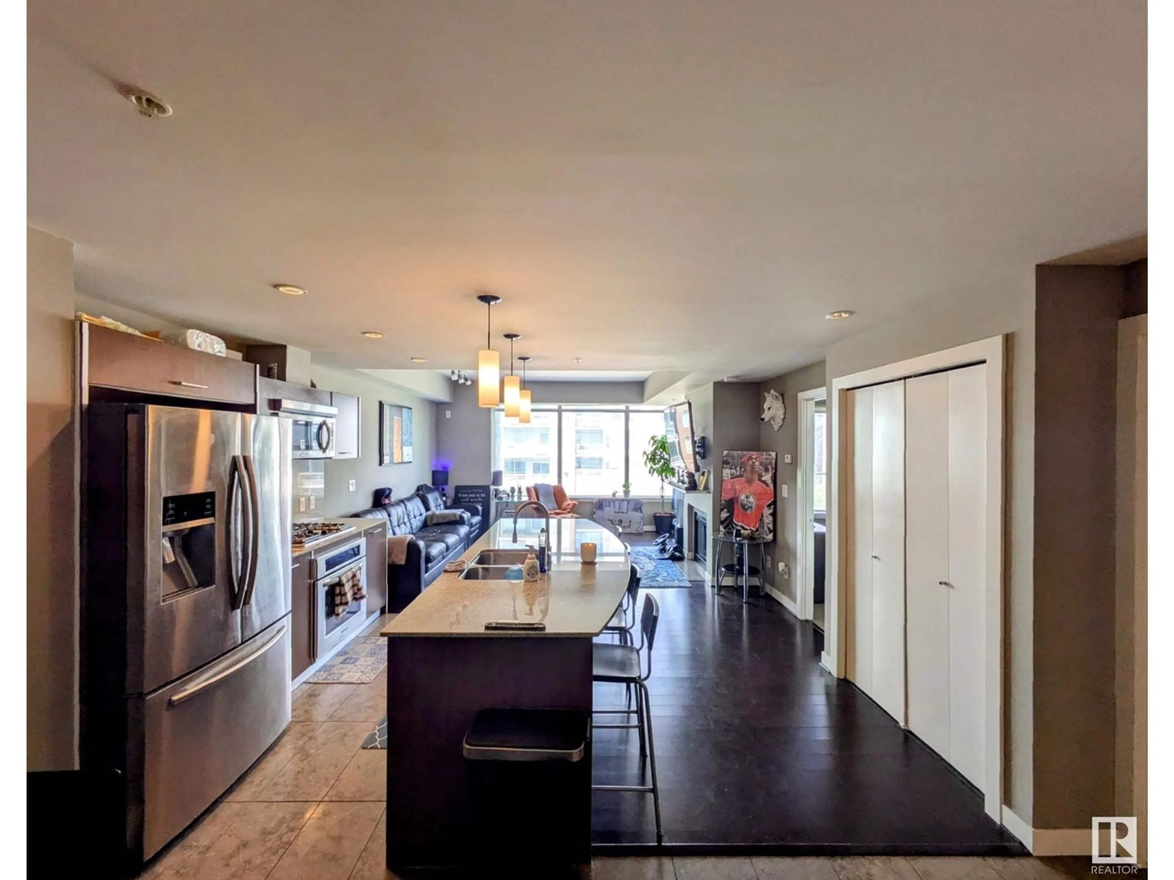 Open concept kitchen, ceramic/tile floor for #416 - 2510 109 ST NW, Edmonton Alberta T6J2X1