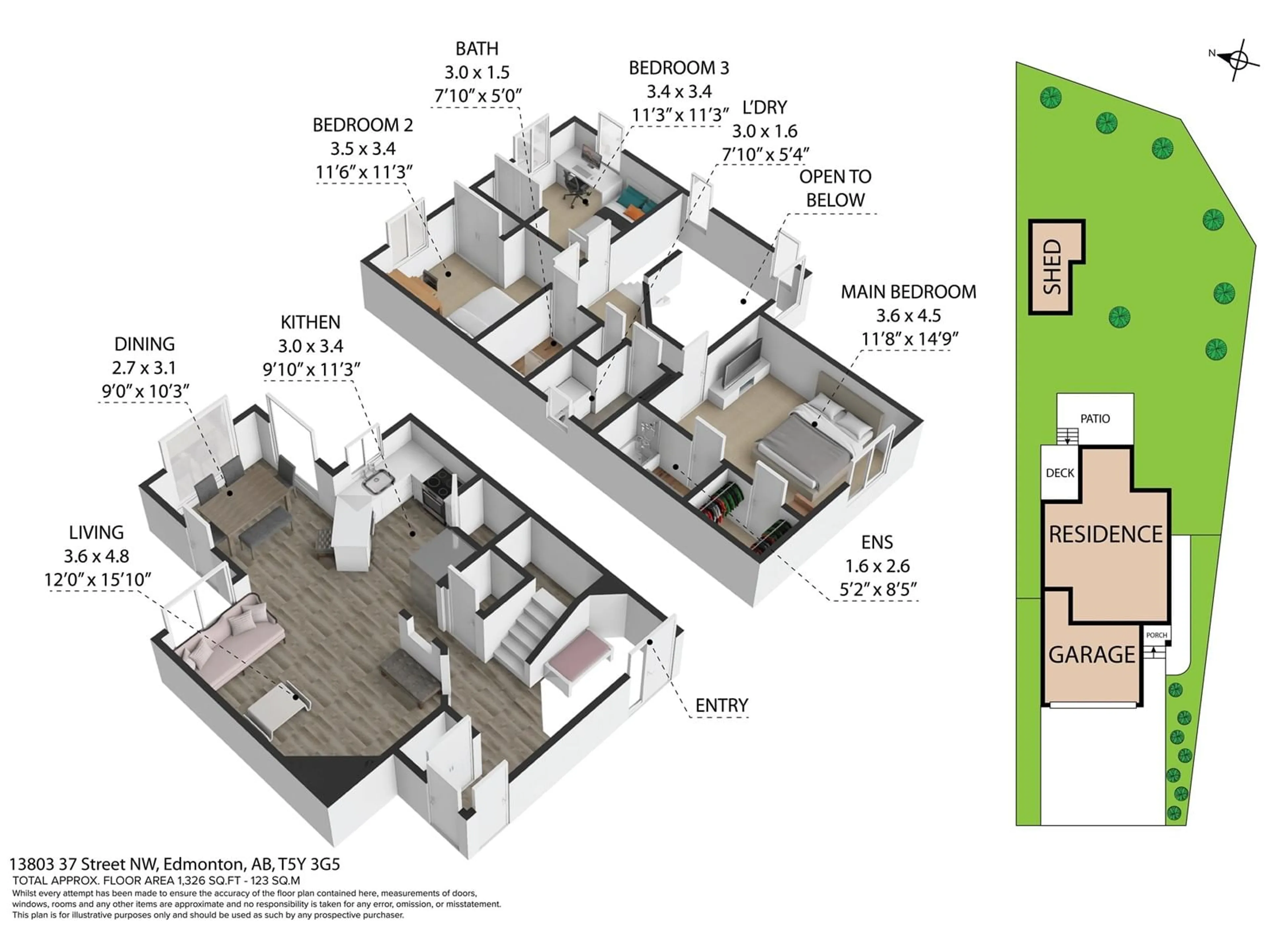 Floor plan for NW - 13803 37 ST, Edmonton Alberta T5Y3G5