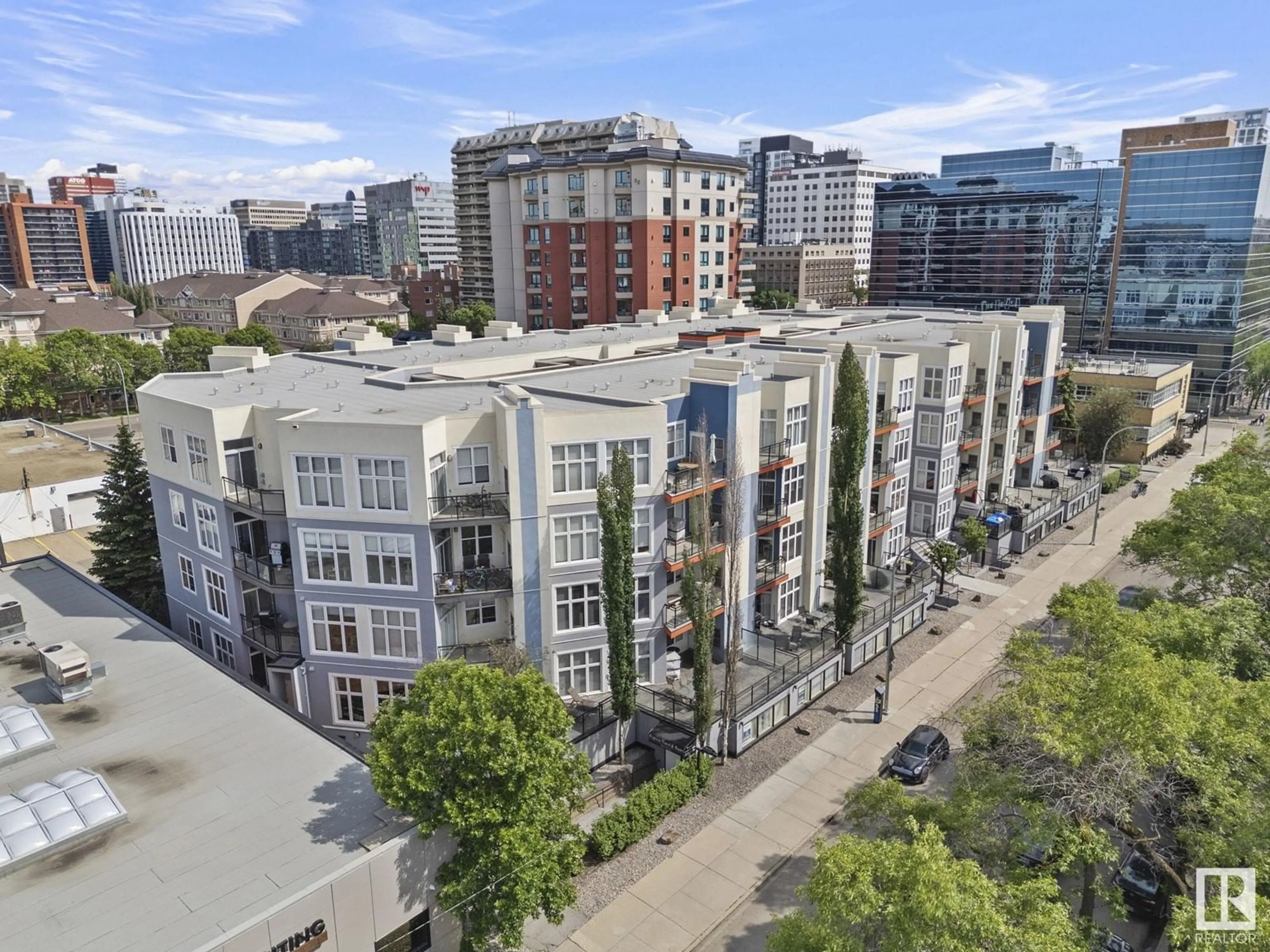 A pic from outside/outdoor area/front of a property/back of a property/a pic from drone, city buildings view from balcony for #308 - 10147 112 ST, Edmonton Alberta T5K1M1
