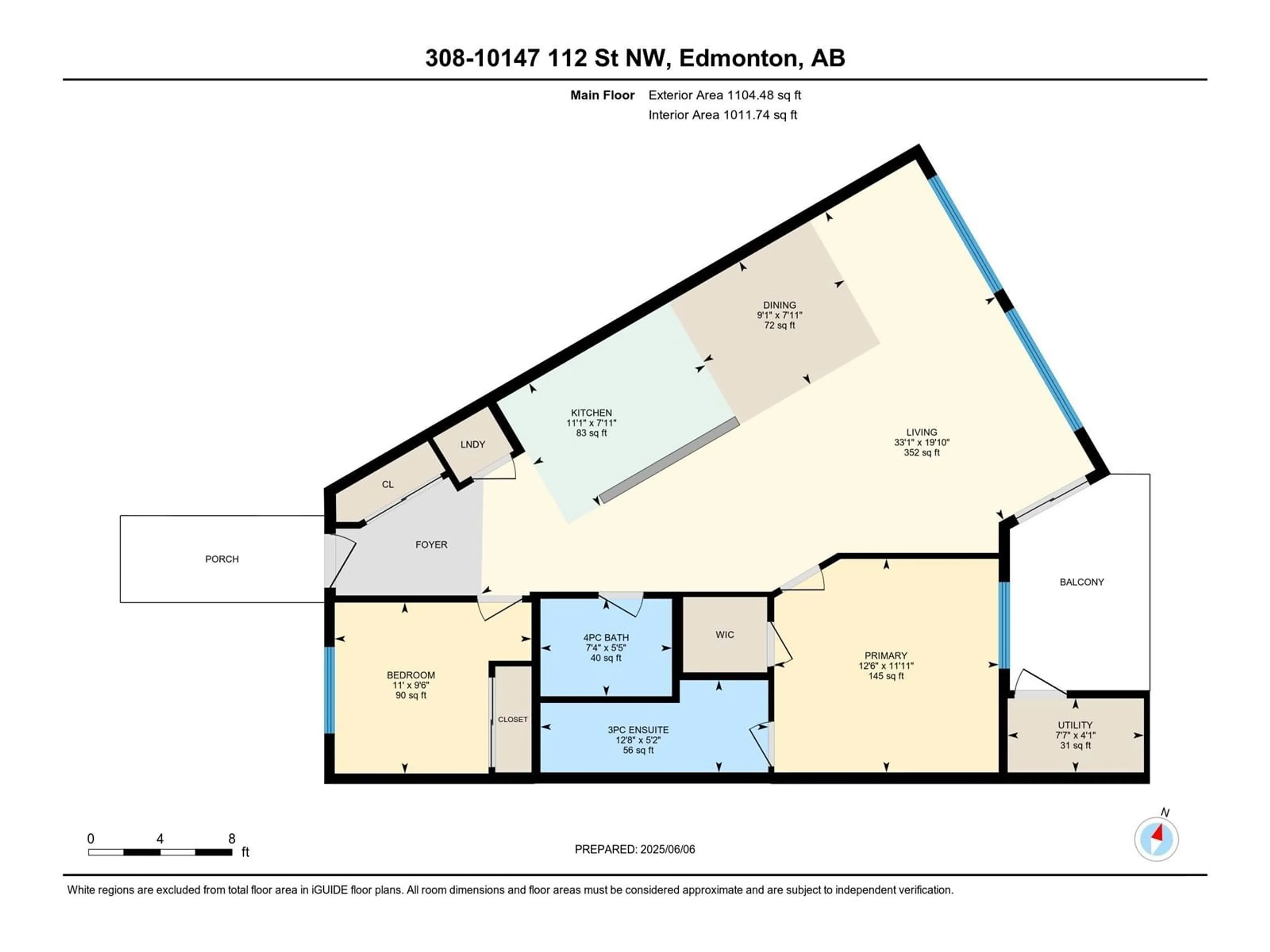 Floor plan for #308 - 10147 112 ST, Edmonton Alberta T5K1M1