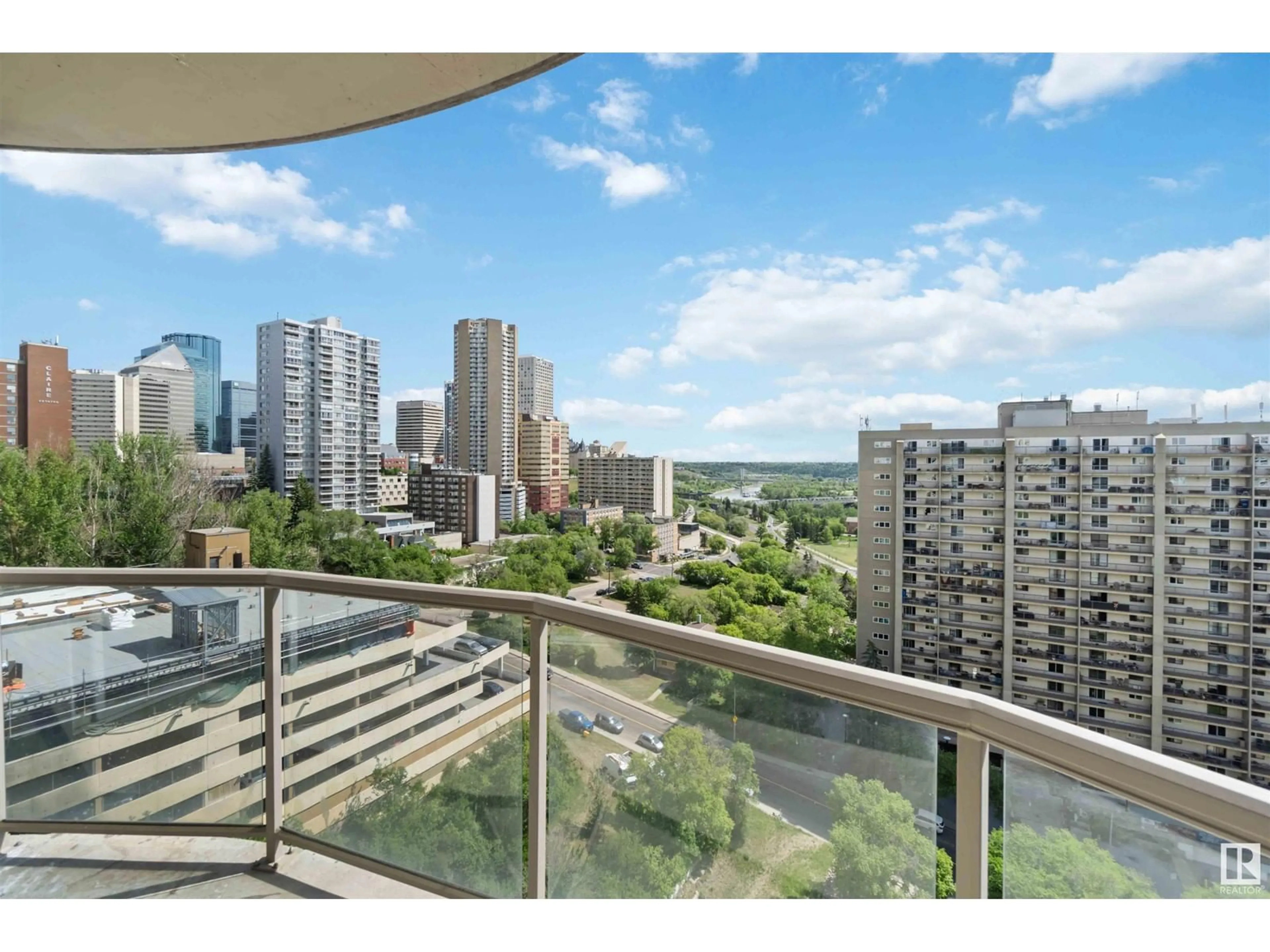 Balcony in the apartment, city buildings view from balcony for 9819 - 1102 104 ST NW, Edmonton Alberta T5K0Y8
