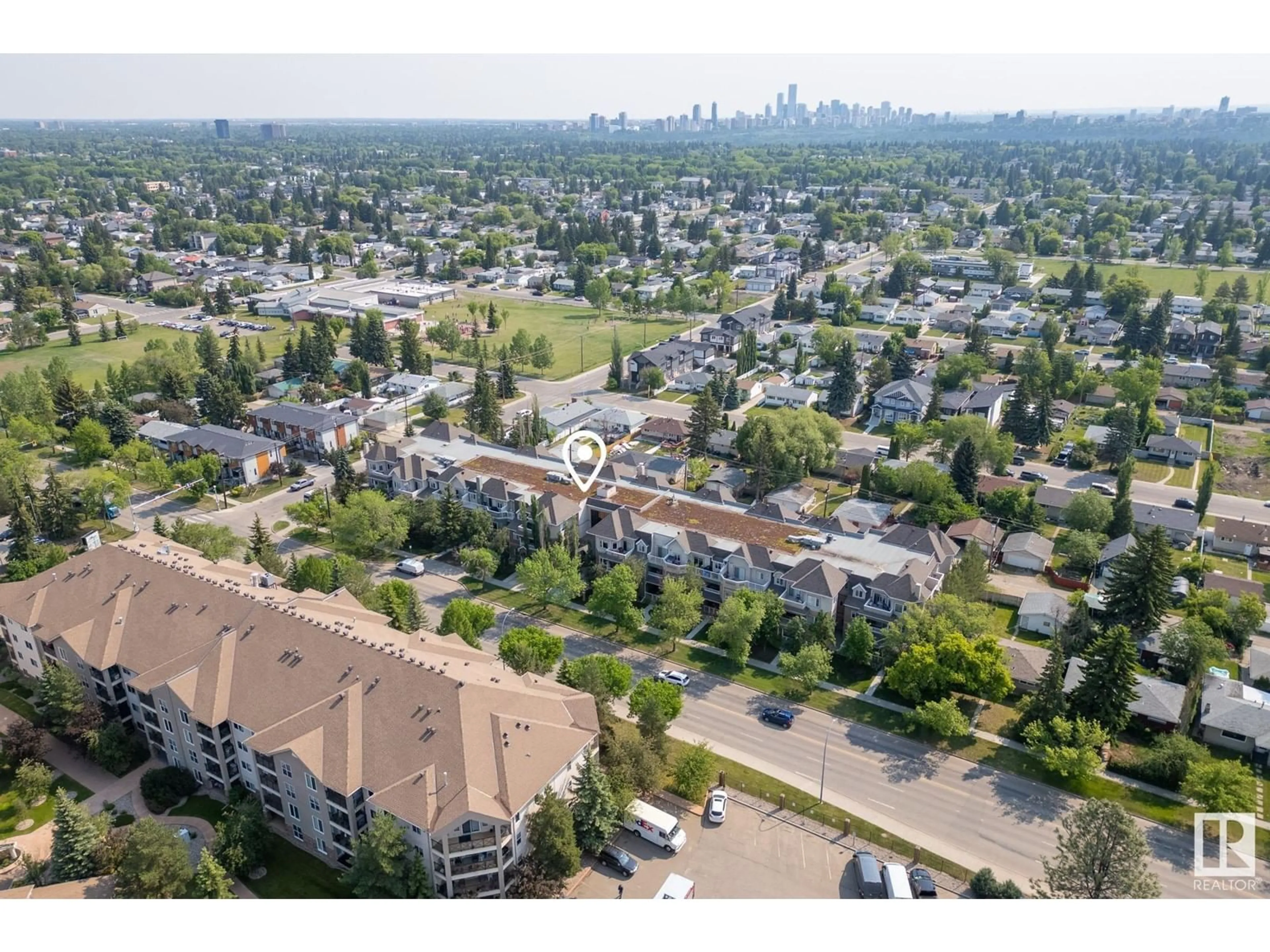 A pic from outside/outdoor area/front of a property/back of a property/a pic from drone, city buildings view from balcony for #317 - 8931 156 ST, Edmonton Alberta T5R1Y6