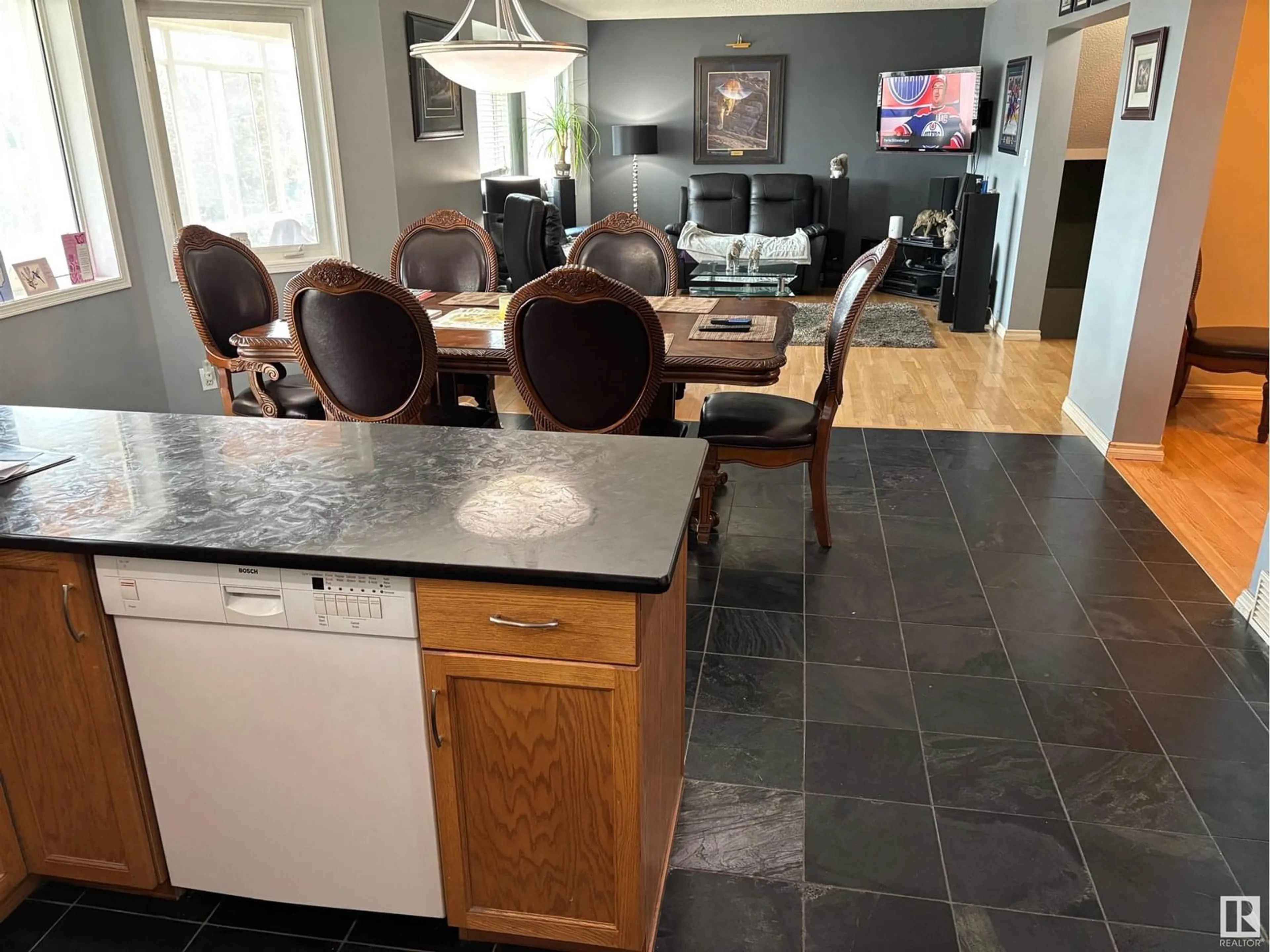 Open concept kitchen, ceramic/tile floor for NW - 5809 158 AV, Edmonton Alberta T5Y2R4