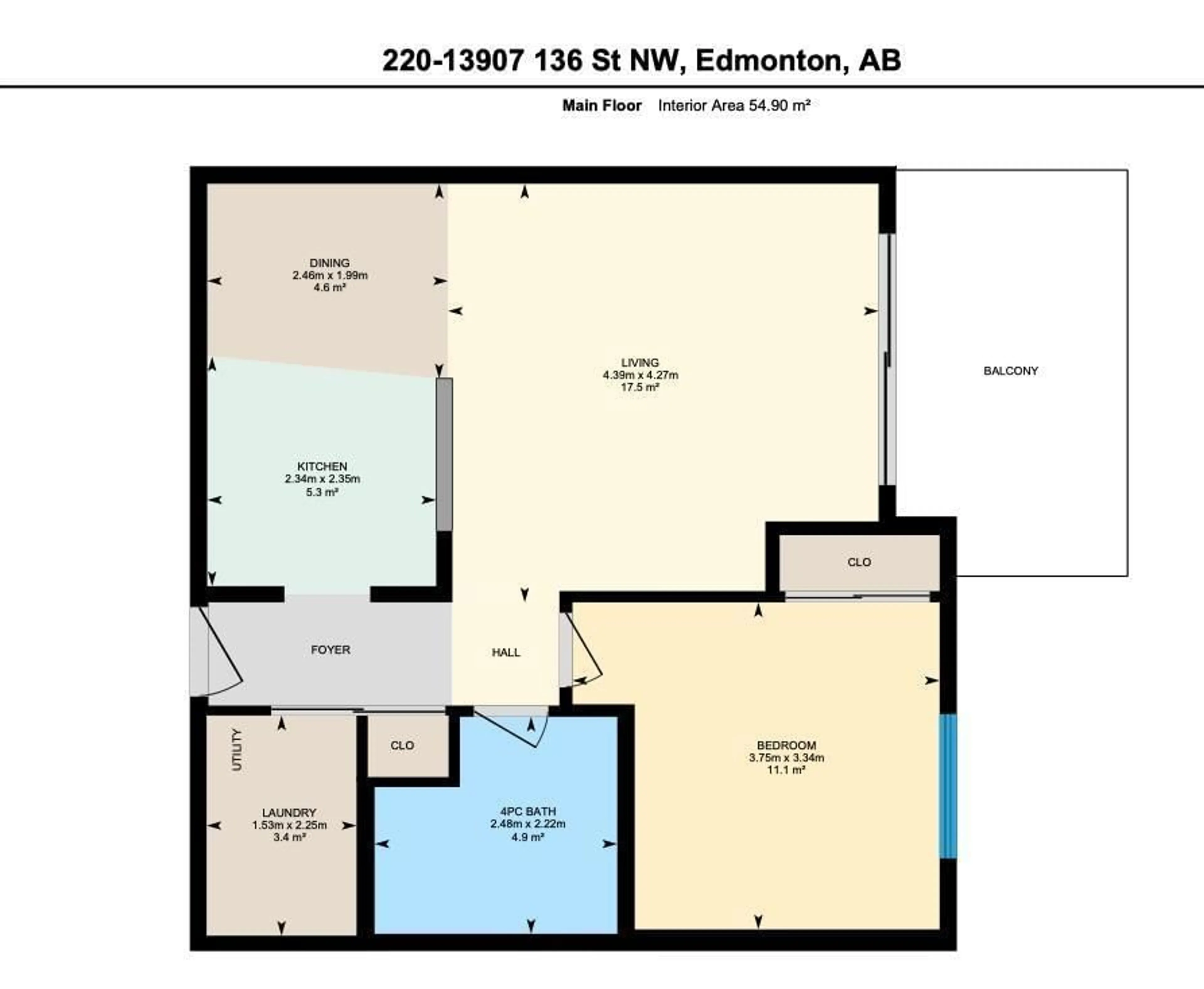 Floor plan for 13907 - 220 136 ST, Edmonton Alberta T6V1Y5