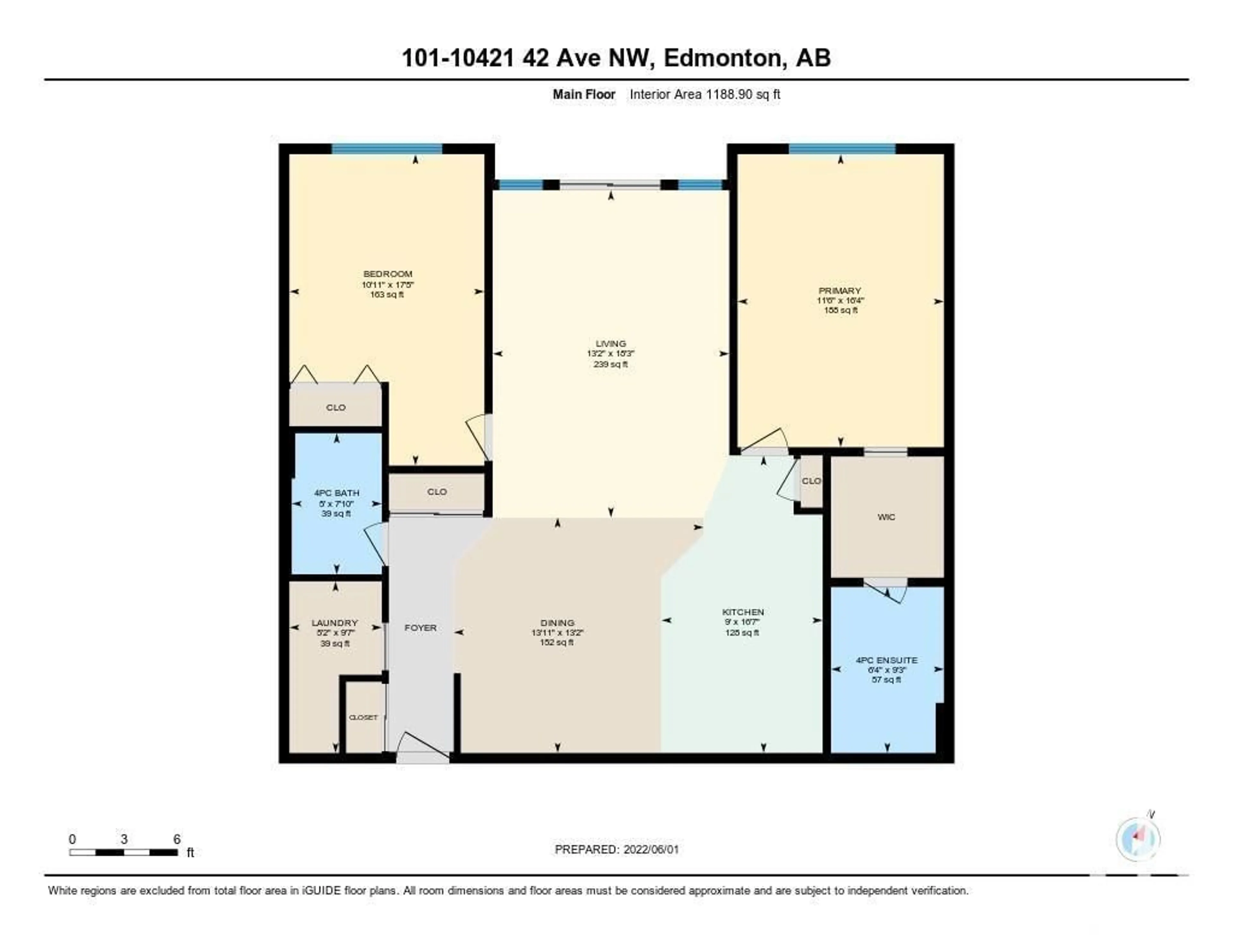 Floor plan for #101 - 10421 42 AV, Edmonton Alberta T6J7C8